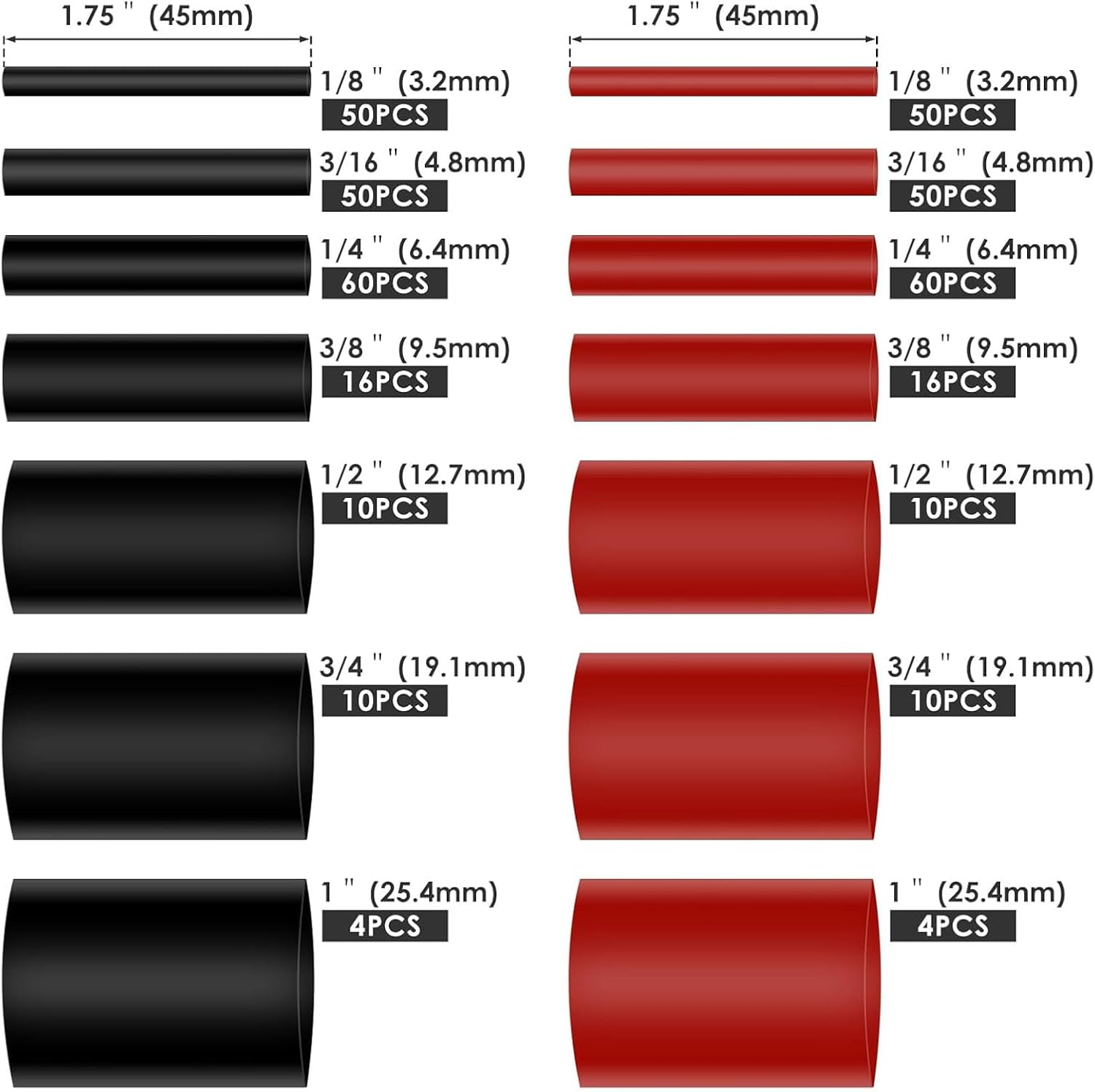 400 Pcs Heat Shrink Tubing Kit, Adhesive Line inside 3:1 Ratio Shrinkable, 7 Size 2 Color Waterproof Wire Cable Wire Heat Shrink Sleeves for Electric Cables with Plastic Storage Case image number 2