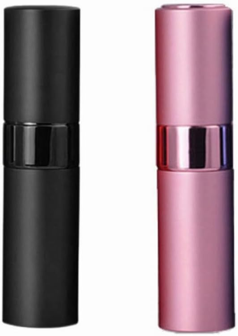 Mini Perfume Atomizer, 2Pcs Perfume Empty Bottles, Perfume Containers for Party and Date, Travel Perfume Refillable Small Bottle for Men and Women 8 ML (Pink and Black)