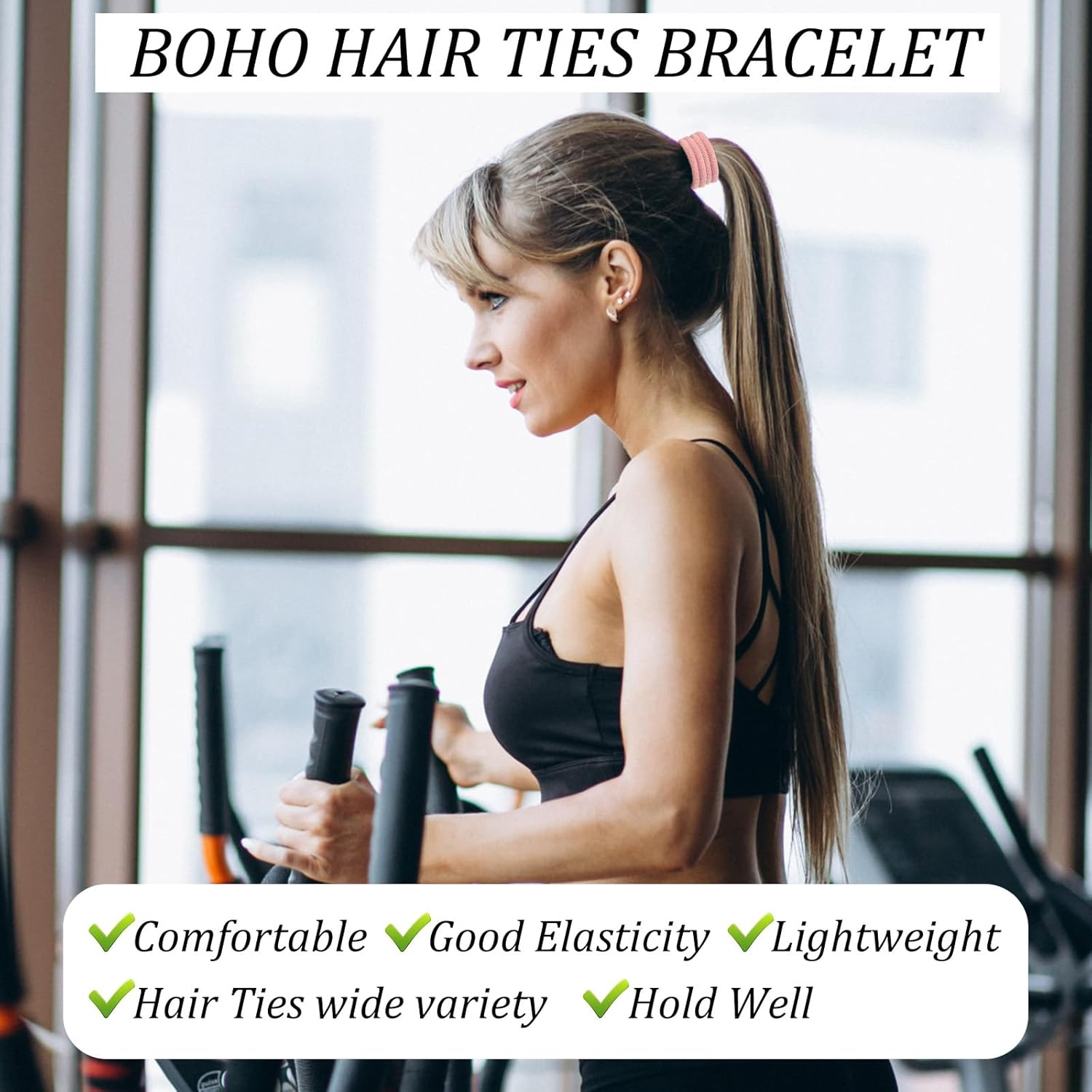 Pack of 20 Boho Hair Bobbles with Beads, Bracelet Hair Scrunchie Girls, Soft Braided Ponytail Holder, Hair Scrunchie Bracelets for Thin, Thick, Medium, Long Hair image number 2