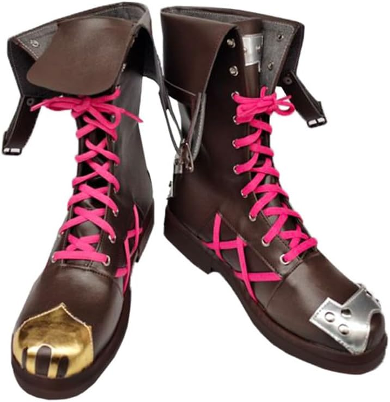 COSGOGO Anime Cosplay Shoes for Arcane Jinx Short Boots Woman Halloween Shoes image number 3