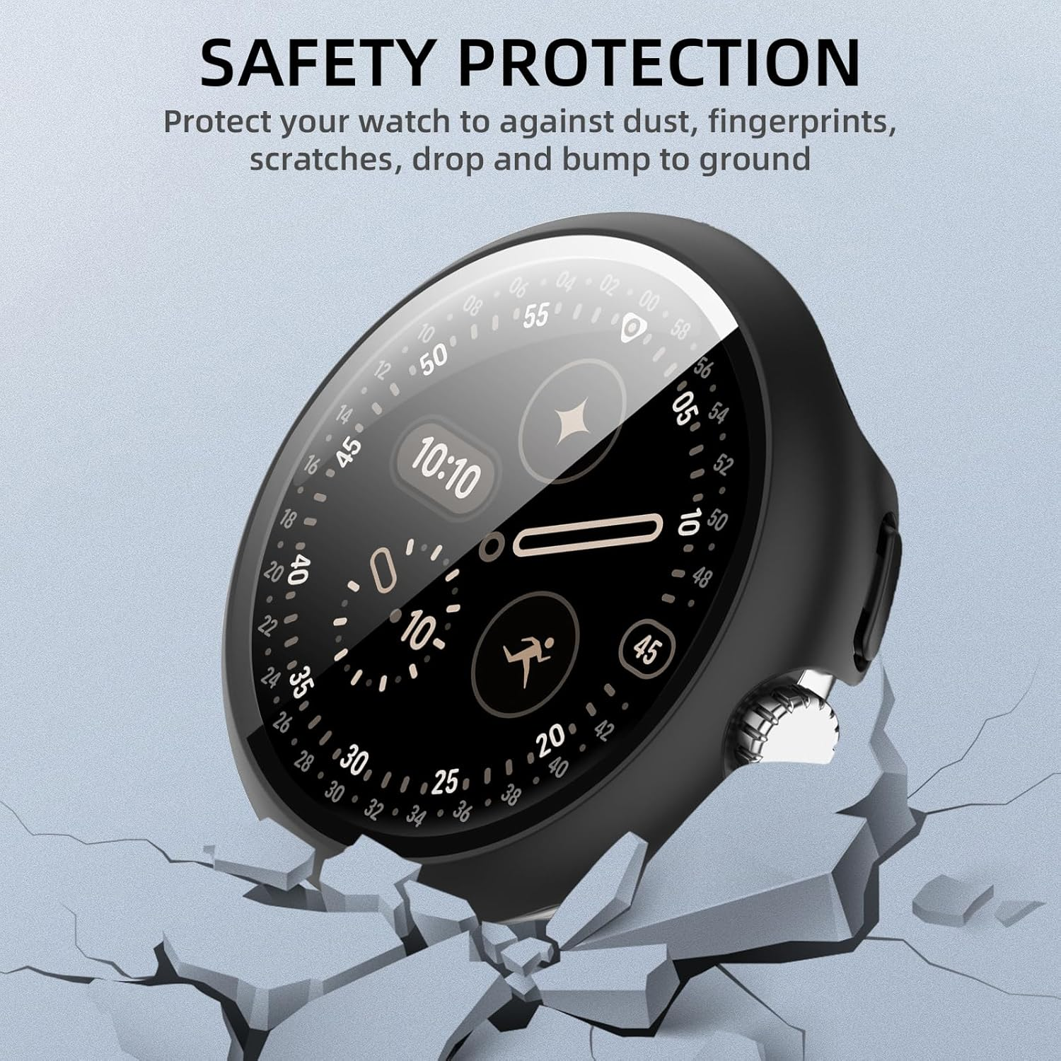 Case Compatible with Google Pixel Watch 4 41 Mm, Hard PC Case with Tempered Glass Screen Protector, Scratch-Resistant and Shock-Absorbing Protective Case for Google Pixel Watch 4 41 Mm - Black image number 4