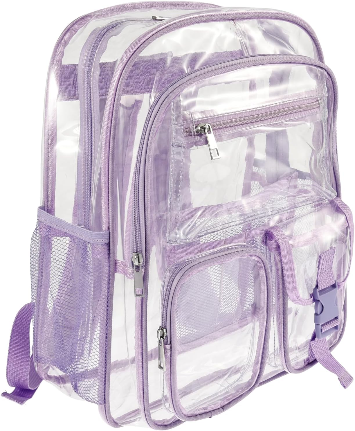 Clear Backpack, Heavy Duty PVC Clear Bookbag, with Widened Straps, Multi Pockets Lightweight See through Backpack, for School Work Stadium Security Travel Sporting Events