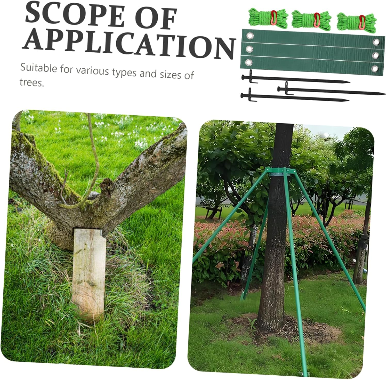 KONTONTY 3Pcs Tree Support Straps Stakes Straps Windproof Fixing Belts Tree Tie Kit for Gardening image number 2