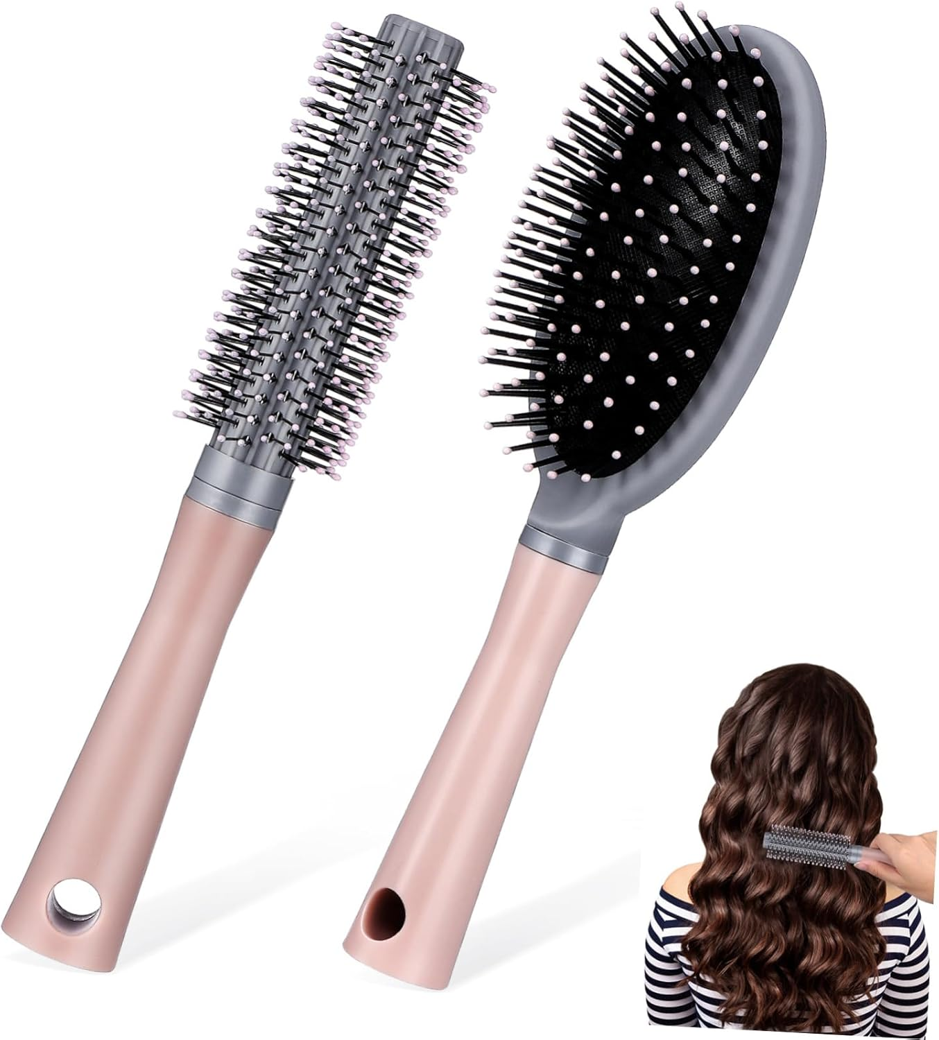 BIUDECO Salon round Brush 2 Detangler Brushes for Wet Hair Hair Comb for Styling Massaging Brush for Hair image number 1
