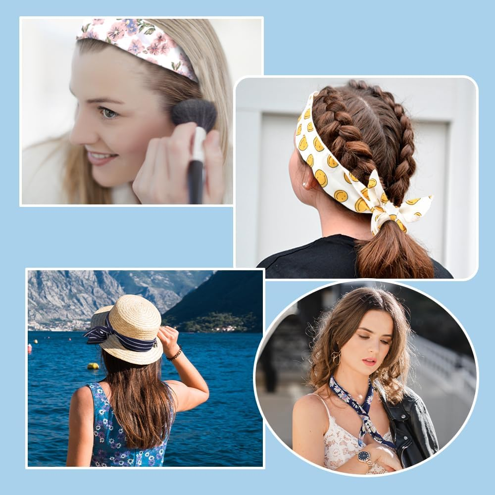 LZYMSZ Floral Print Headwrap,Boho Women'S Headbands Criss Cross Elastic Head Wrap Twisted Vintage Hair Accessories (12-Ts)