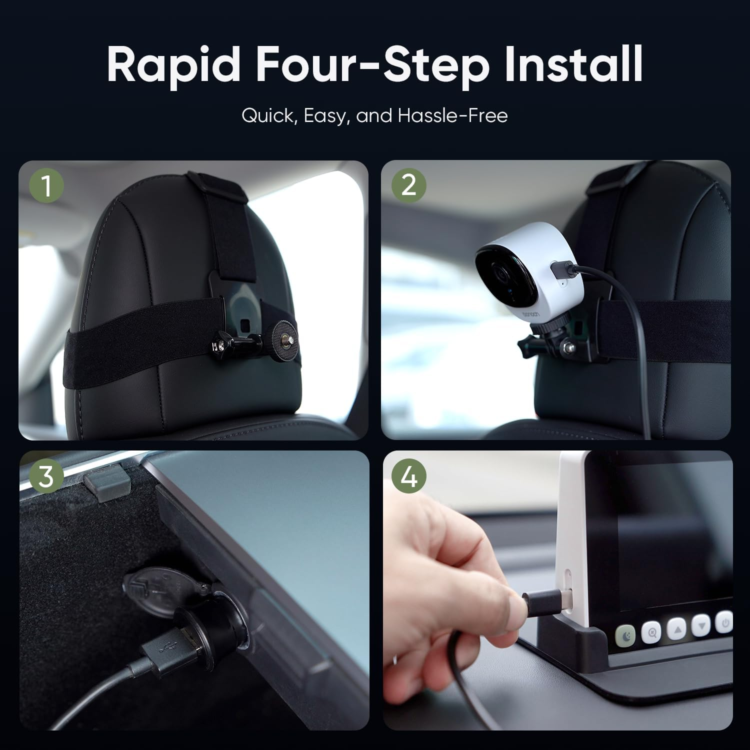 Bonoch 5'' 2K Baby Car Camera Backseat - 2025 Upgrade 360 Degree Rotating Wide View USB Powered Baby Car Monitor with Car Charger, Easy Setup Car Seat Camera for Baby Rear Facing with Night Vision