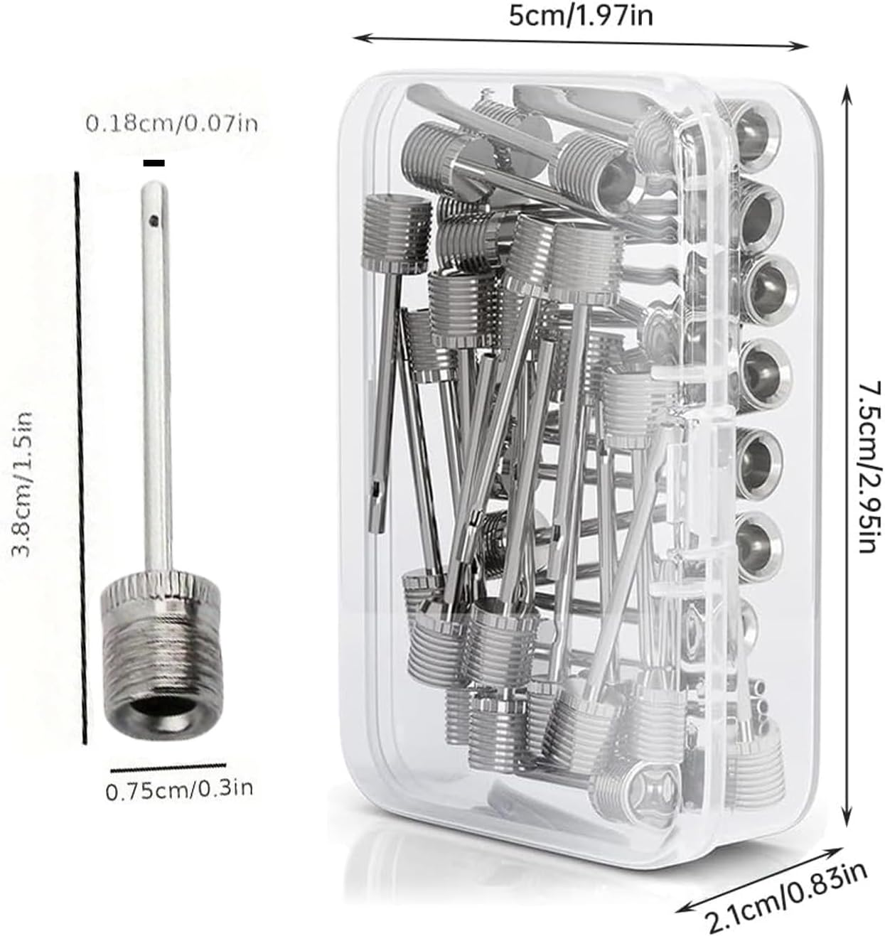 35 Pcs Stainless Steel Ball Pump Needles with Storage Box,Inflation Pump Accessories,Air Inflation Needles,Suitable for Basketballs, Footballs,Volleyballs and Other Sports Balls image number 3