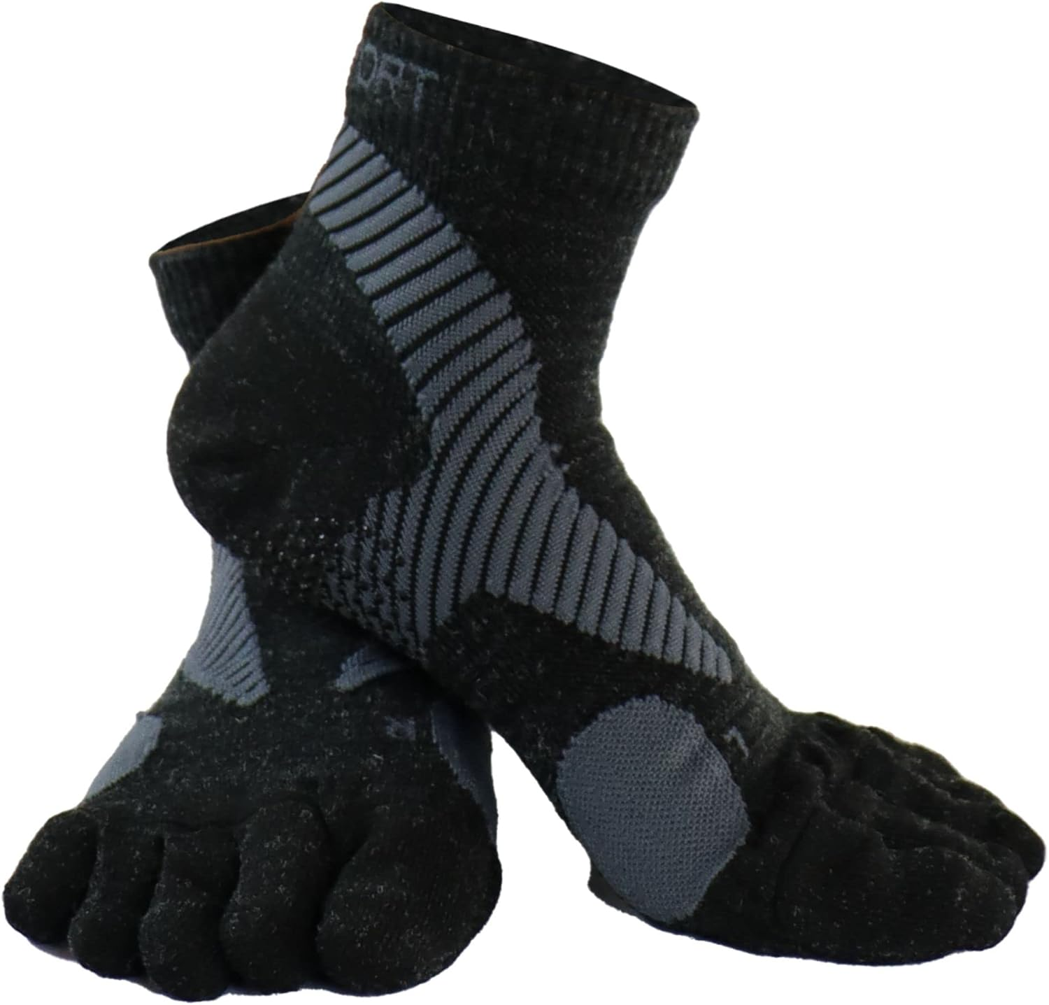 M Magic Sport Merino Wool Blend Non-Slip above Ankle Toe Socks, Five Finger, Men and Women, Running, Hiking, Cycling, Camping