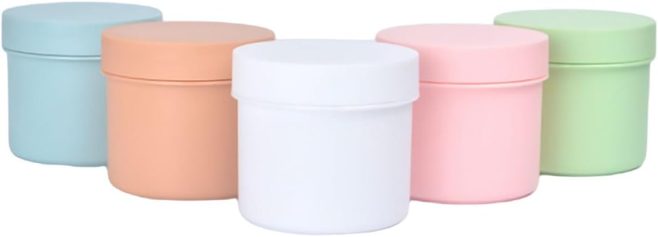 VOSAREA 5Pcs 150G Frosted Plastic Cosmetic Jars Set with Lids, Small Travel Containers for Creams, Makeup Samples, Face Mask Powder Storage, Multi-Color Refillable Skincare Jars For image number 2
