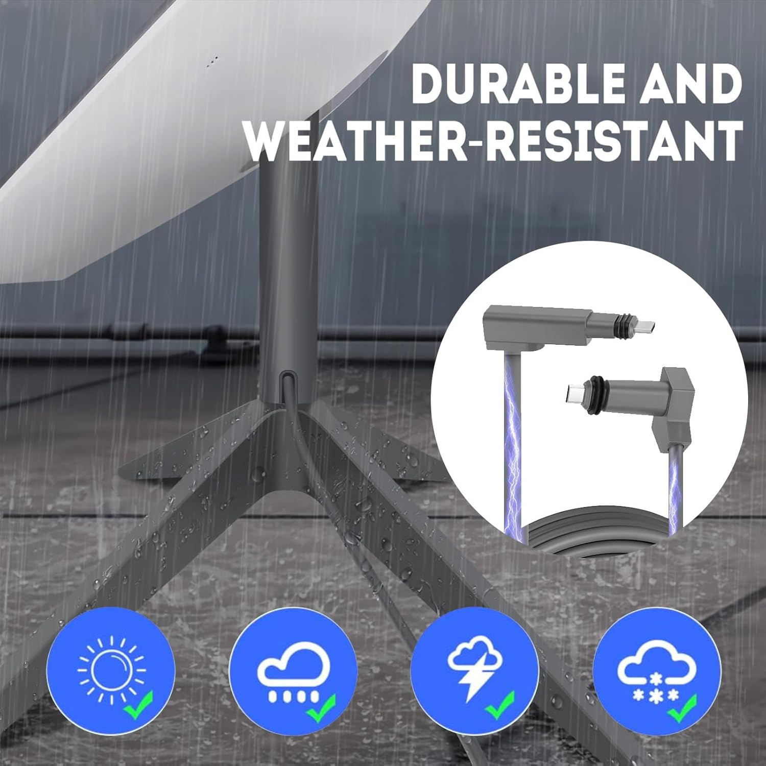 Jiawu 15FT Cable for Rectangular Satellite V2, Waterproof Extension Cable, 1200Mpbs image number 6