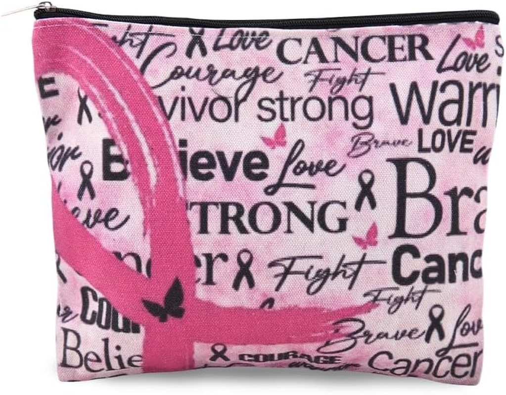 Pink Ribbon Breast Cancer Bag for Chemo Support Encouragement Inspirational Gifts for Women Breast Cancer Awareness Gift Bags Pouches for Patient Best Friend Cancers Survivor Gifts for Mom image number 2