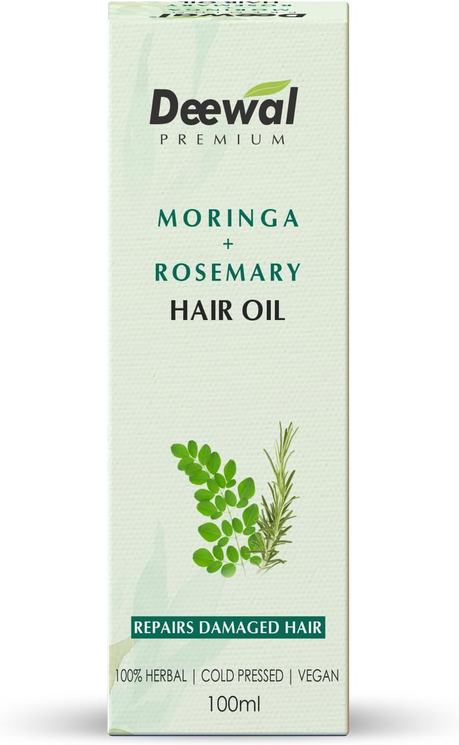 Deewal Moringa Rosemary Hair Oil - Repairs Damaged Hair | 100% Herbal | Cold Pressed | Vegan | No Preservatives 100Ml