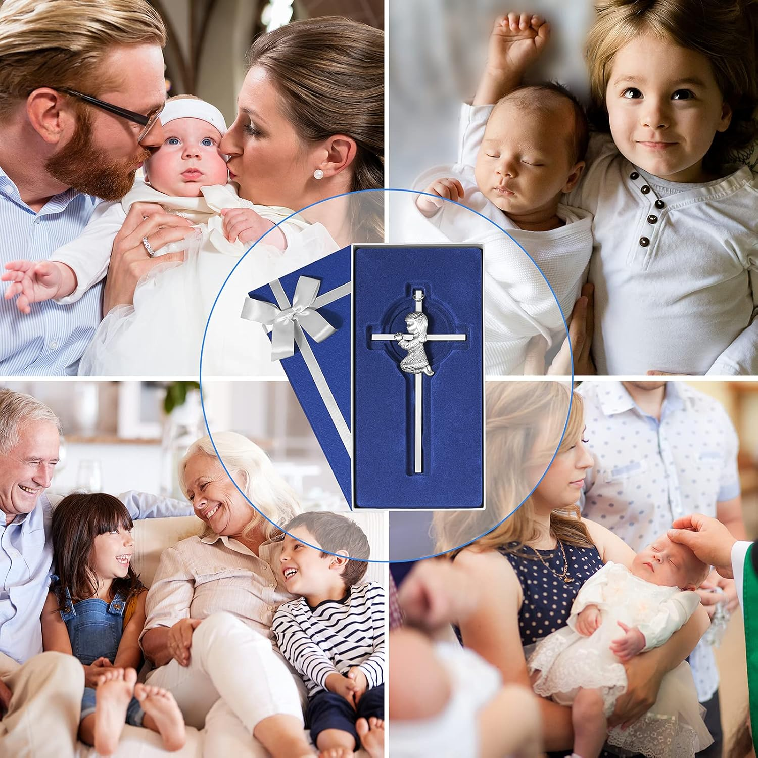 Baby Wall Cross Baptism Gifts for Girl, 6-Inch Silver Praying Girls Baptism Crosses for First Holy Communion Christening and Dedication Baptismal Gifts from Godparents image number 3