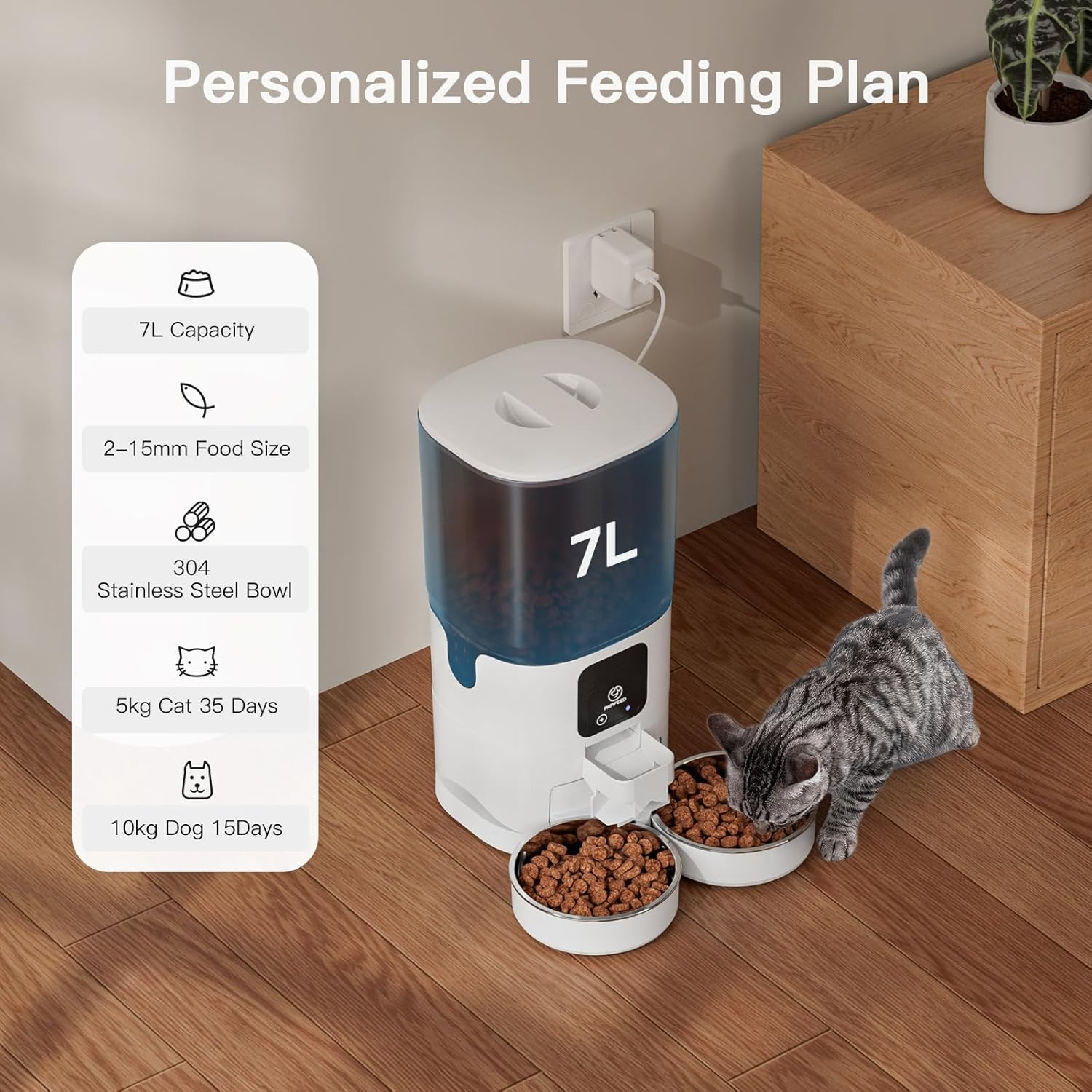 UMOMO 6L Automatic Cat Feeder with Camera, HD Camera Live Video, Night Vision 2-Way Audio, Wifi & App Remote Control, Programmable Pet Feeder, Smart Timed Dry Food Dispenser for Cat & Dog image number 1
