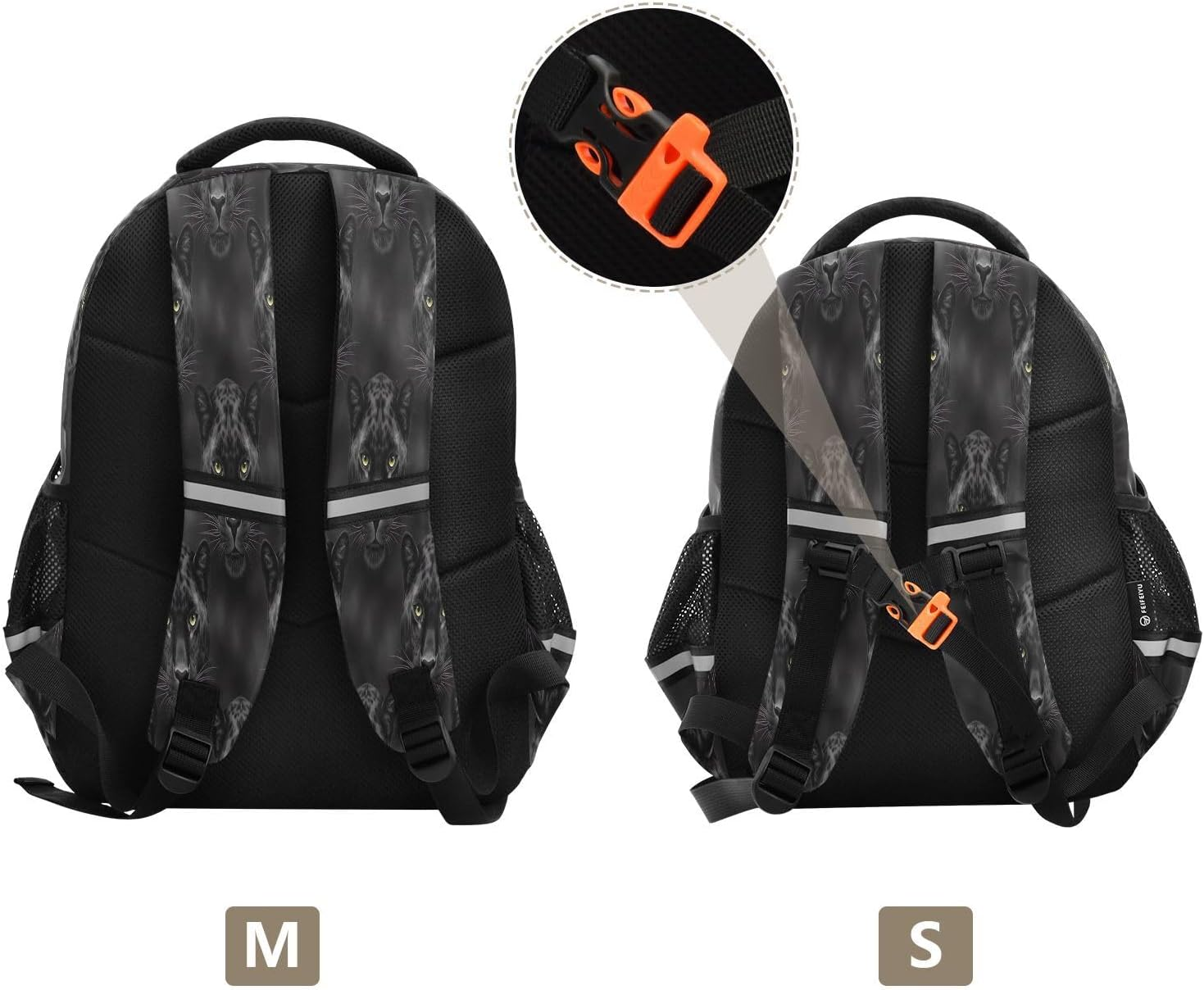 RPLIFE 15 Inch Kids School Backpack for Boys Girls, Backpack Boys Elementary School, Black Panthers image number 6