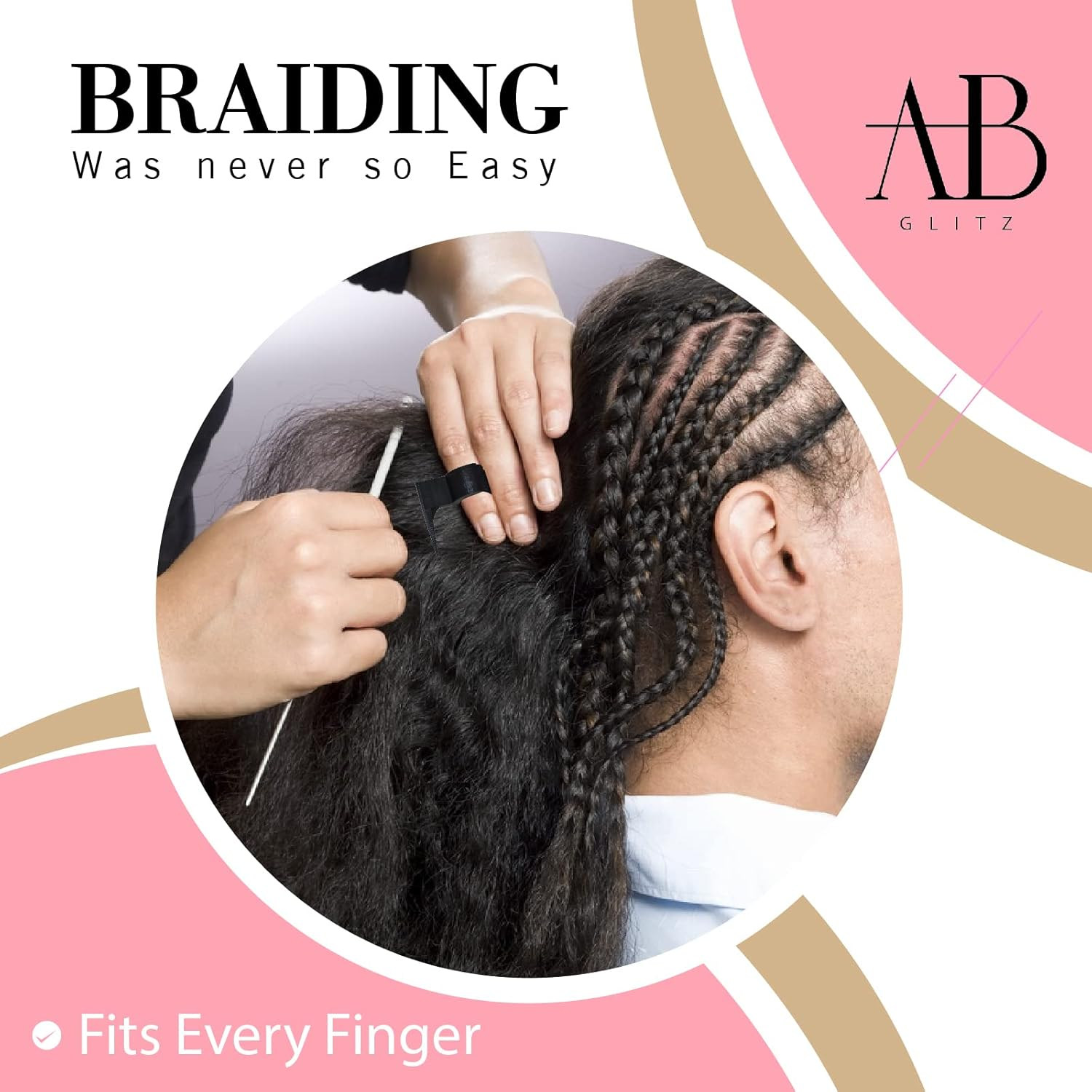 The Braid Aid Adjustable Finger Parting Tool - Stitch Braiding Tool, Finger Comb Hair Parting Tool - Lightweight Hair Separating Tool - Great for Any Hair Type - Pack of 2 image number 2