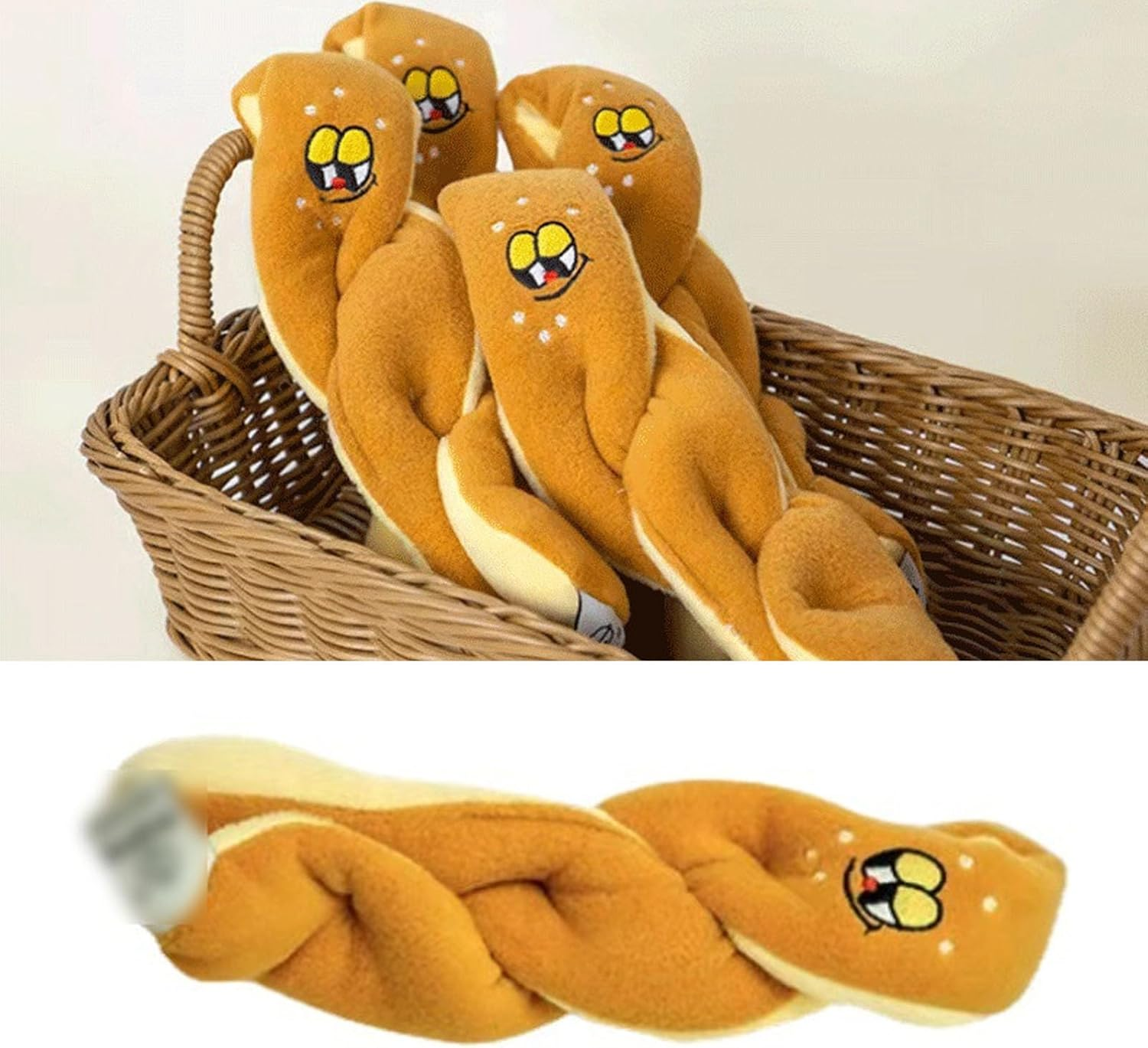 EVTSCAN Dog Sound Bread Molar Toy, Food Hiding Teeth Grinding Multifunctional Interactive Plush Pet Squeaky Toy, for Small Medium Dogs image number 1