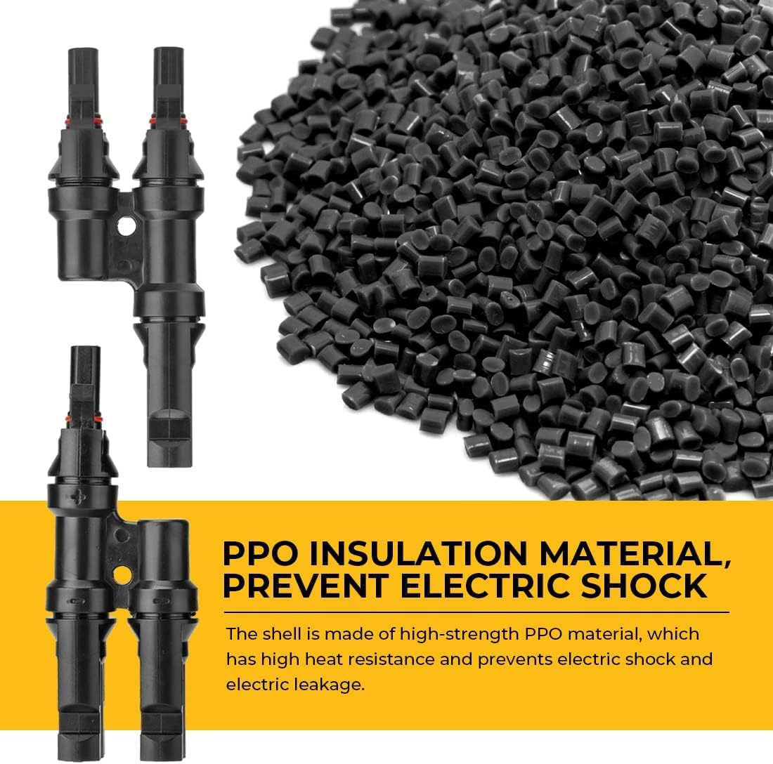 1 Pair 2 to 1 2 Branch Waterproof T Branch Cable Connectors Solar PV Panel Connector Male & Female