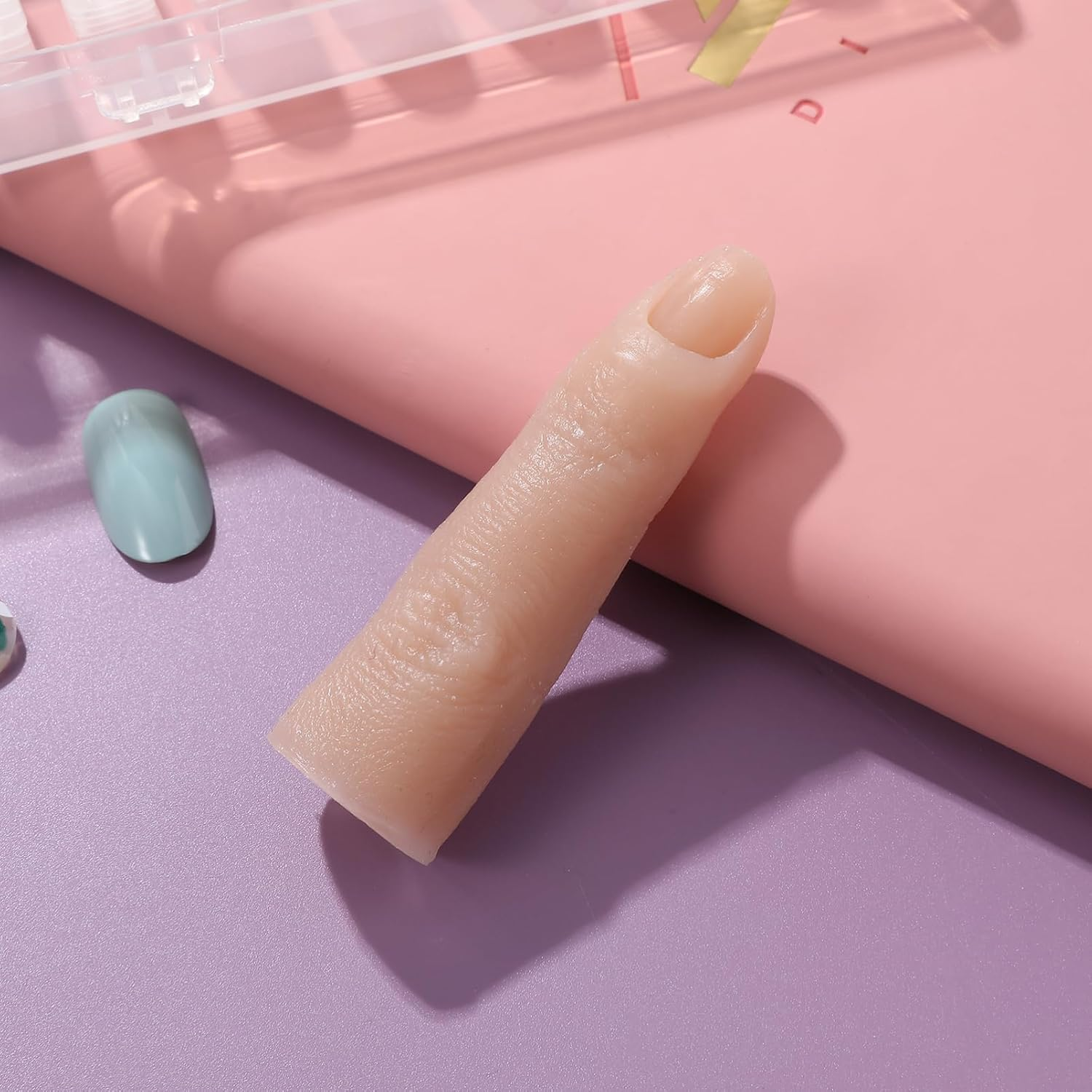 Housoutil Silicone Manicure Practice Finger, Fake Nail Art Training Finger Model, Flexible Simulation Finger for Nail Display, 2.75 X 0.78 X 0.72 Inch, Multi Colour image number 6