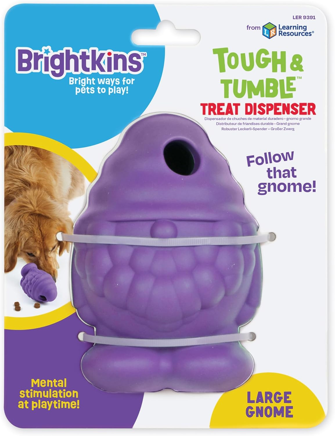 Brightkins LER9391 Dog Toy, Treats Mikke! Gnome (Large), for Medium and Large Dogs, Nosework for Snacks, Authentic Product image number 3