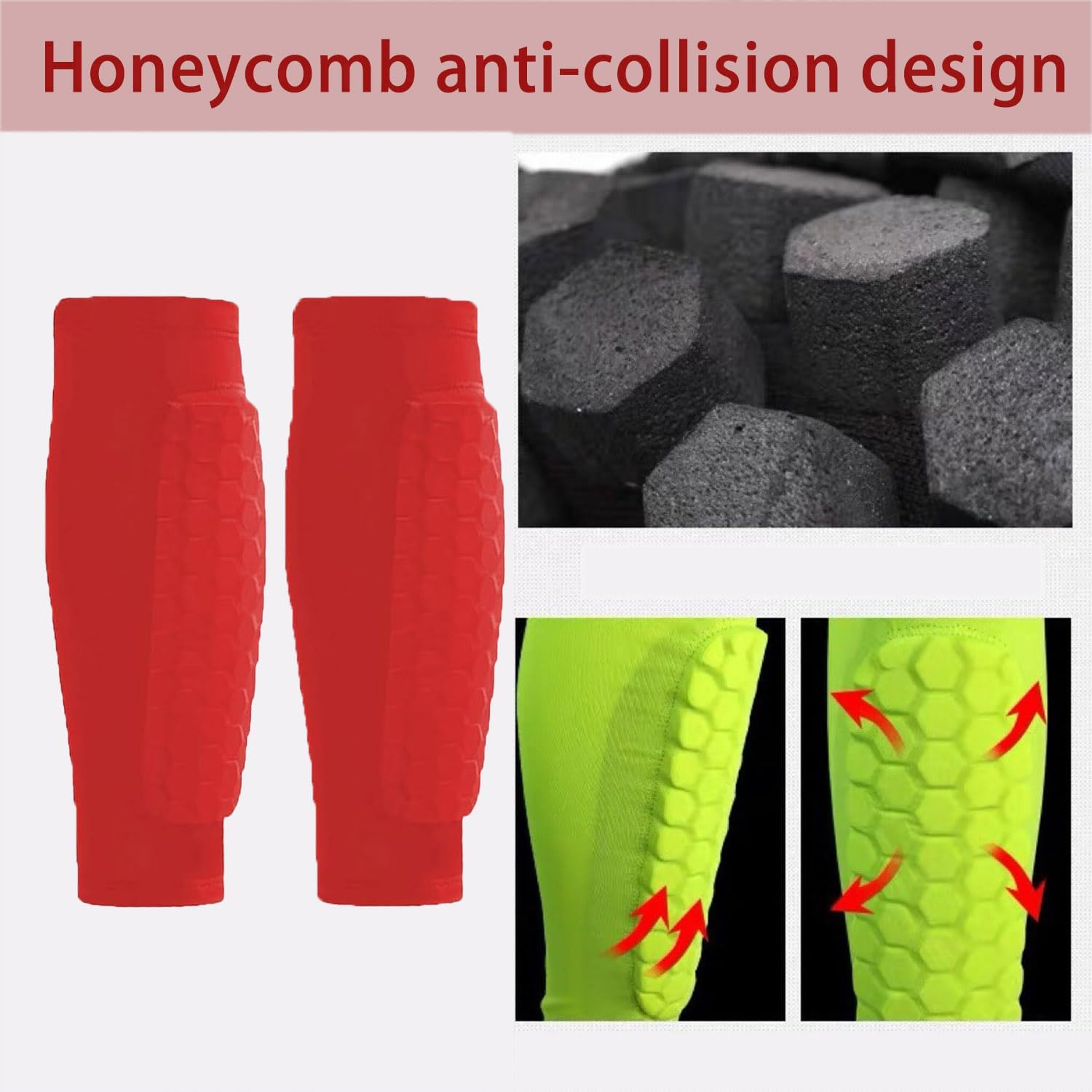 Shin Guards for Soccer, Lightweight Shin Pads for Kids Youth & Adult - Football Shin Defender Protective Gear, Comfortable Breathable Leg Guards. (2, Red, Large) image number 4