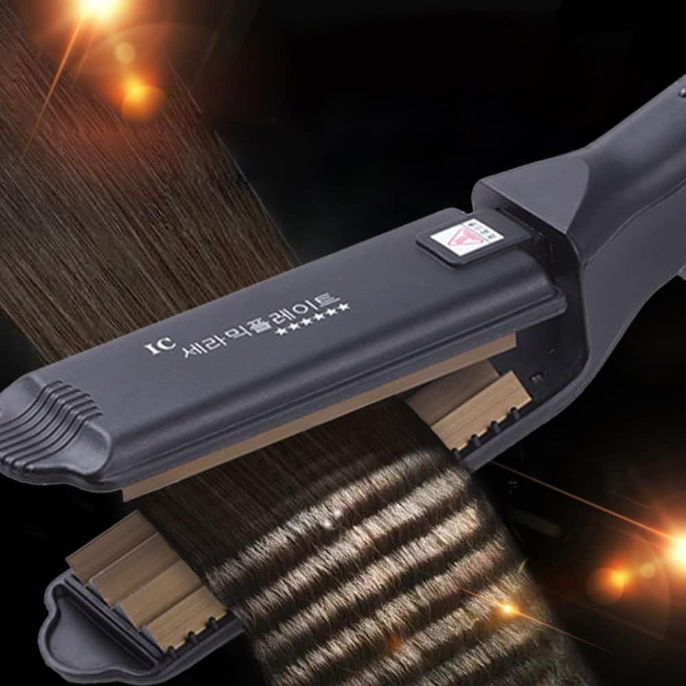 Pro Big Hair Crimper, Corrugated Iron Hair Waver, Fluffy Hair Straightener Curling Iron, Titanium Ceramic Flat Crimping Iron Plate image number 5
