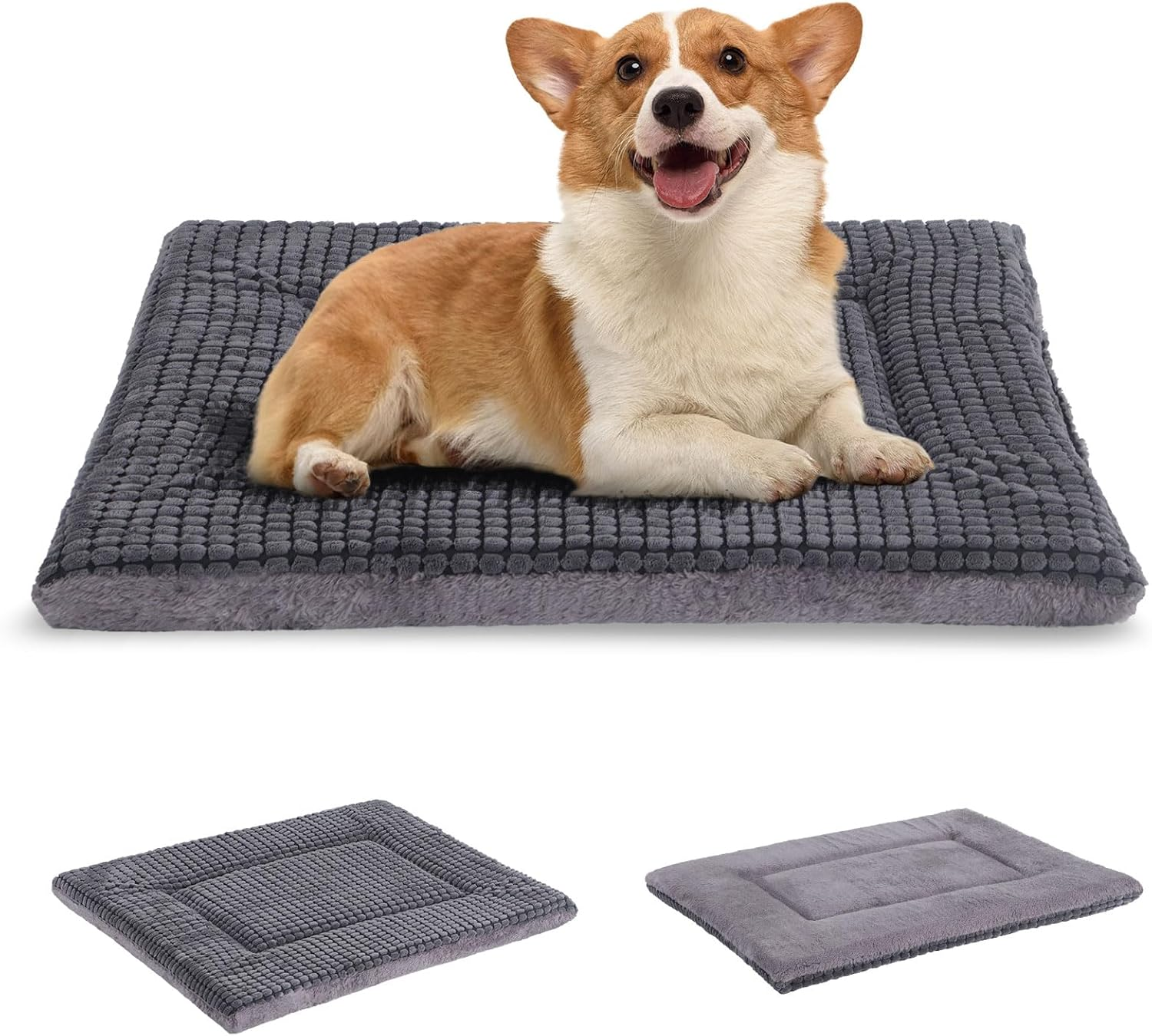 BVAGSS Dog Bed Mat,Reversible Dog Crate Pad, Memory Foam Dog Beds, Soft Warm Pet Cushion for Small Medium Dogs, Washable Pet Sleeping Mattress Kennel Bed Pad XH079 (76X50X4 Cm,Light Grey) image number 1