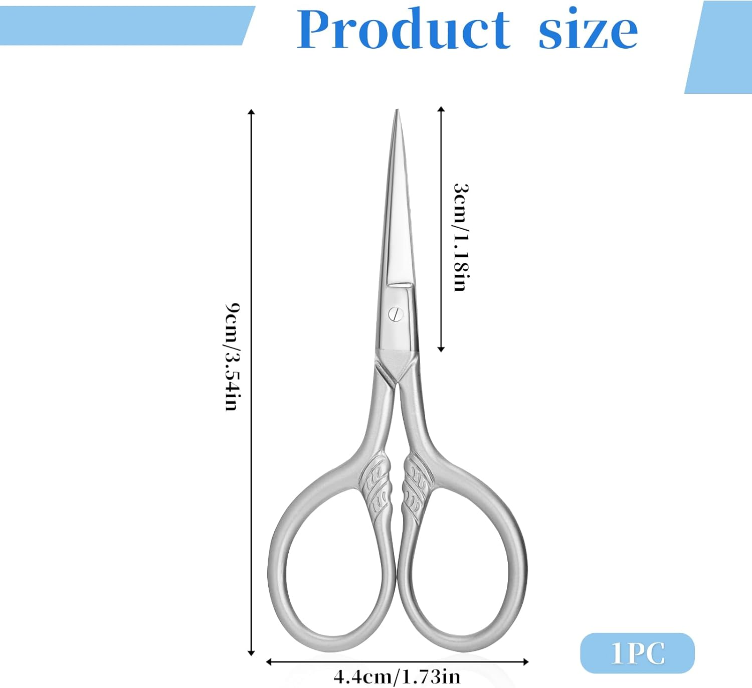 Small Nose Hair Scissors, Facial Hair Mini Grooming Scissors for Men Women, Stainless Steel Trimming Pointed Scissor for Eyebrows, for Facial Hair, Eyebrow, Eyelash, Beard, Moustache, 3.5Inch image number 1