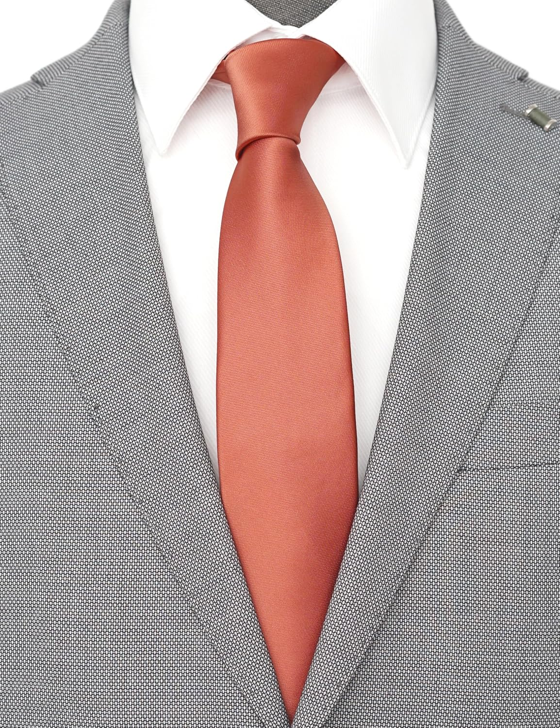 Skinny Solid Color Neckties, 2.5" Slim Ties for Men, 19 Colors 1 or 5 Pack, Groomsmen Solid Ties 5-Lot for Wedding image number 3