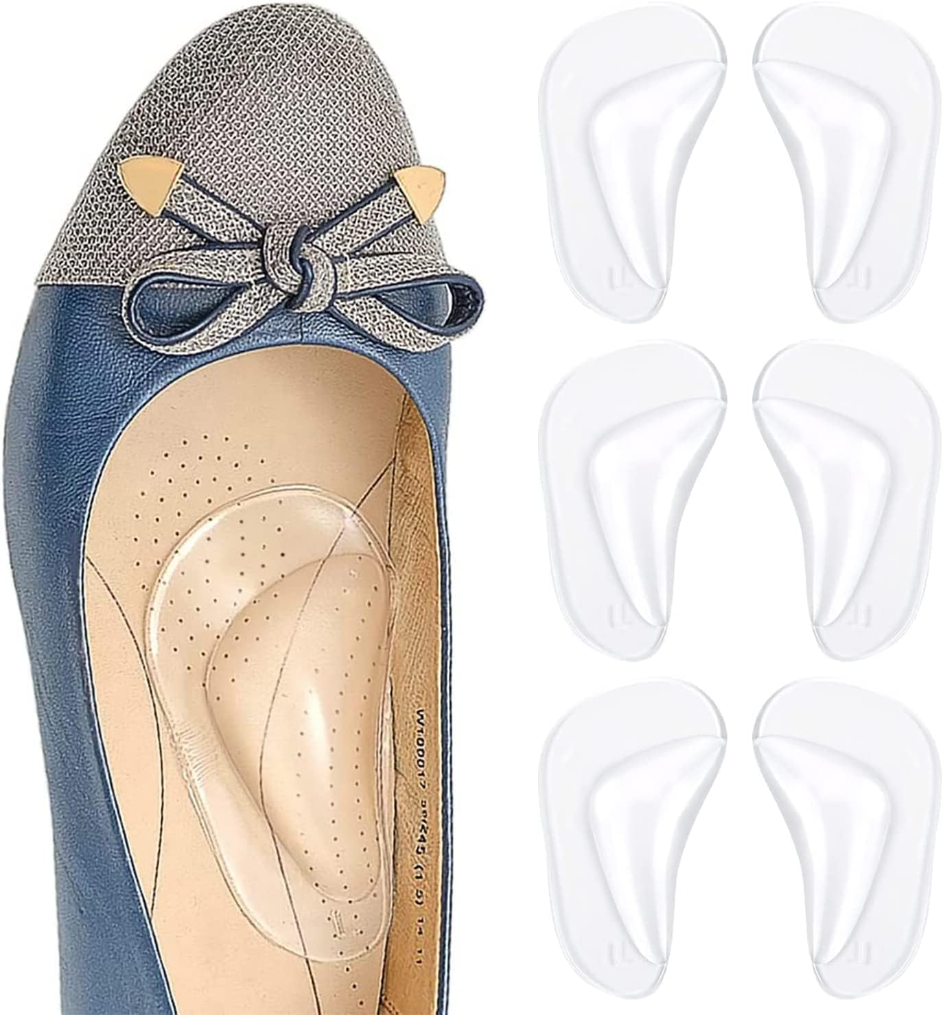 Clear Gel Arch Support Insoles - 3 Pairs High Heel Inserts for Plantar Fasciitis - Orthotic Shoe Cushion Pad for Feet image number 3