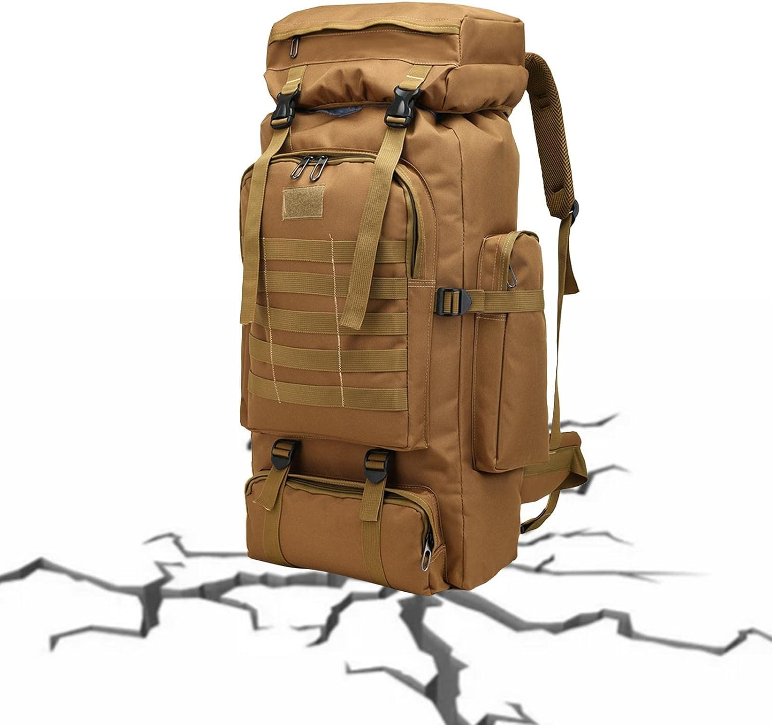 Army Backpack for Men,Waterproof Heavy Duty Hunting Backpacks for Men 80L | Large Trekking Rucksack for Outdoor Hiking Camping Trekking Hunting Puchen - Desert Camouflage image number 5
