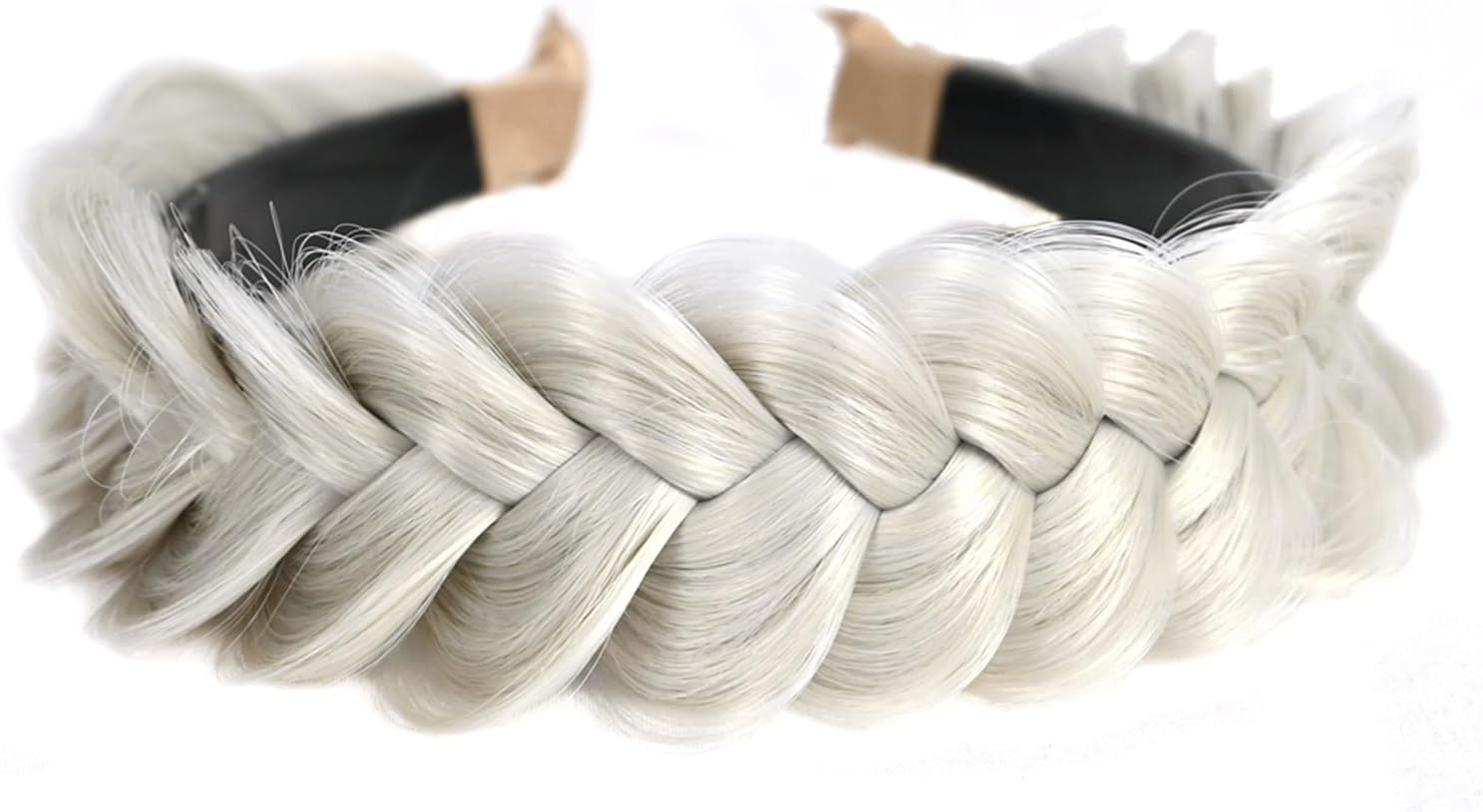 TOECWEGR Braided Headband Withtooth Wide Braid Messy Hair Hoop Womenfashion Hair Accessories (Dark Brown Black 2A) image number 3