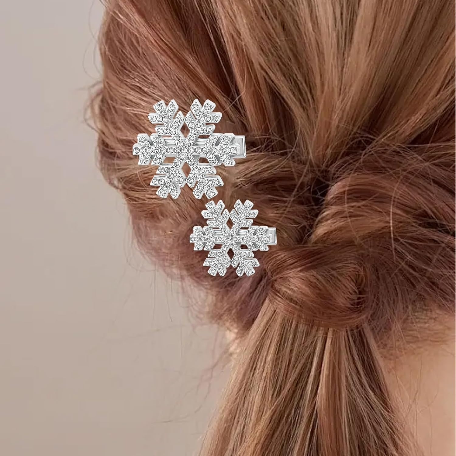 AYNKH 12 Pieces Snowflake Hair Clip with Shiny Rhinestone, Sparkly Snowflake Hair Clip, Winter Hair Clip, Christmas Hair Clip, Korean High End Temperament, Side Hair Clip, image number 4