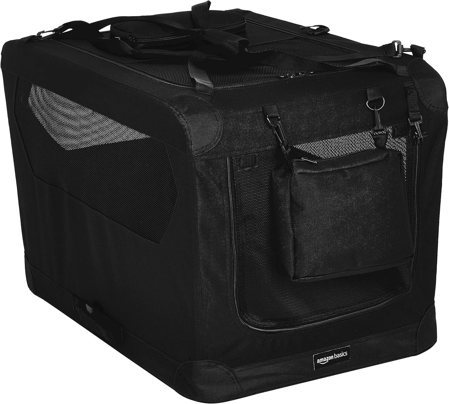Amazon Basics Folding Portable Soft Pet Dog Crate Carrier Kennel - 91 X 60 X 61 Centimeters, Black image number 5