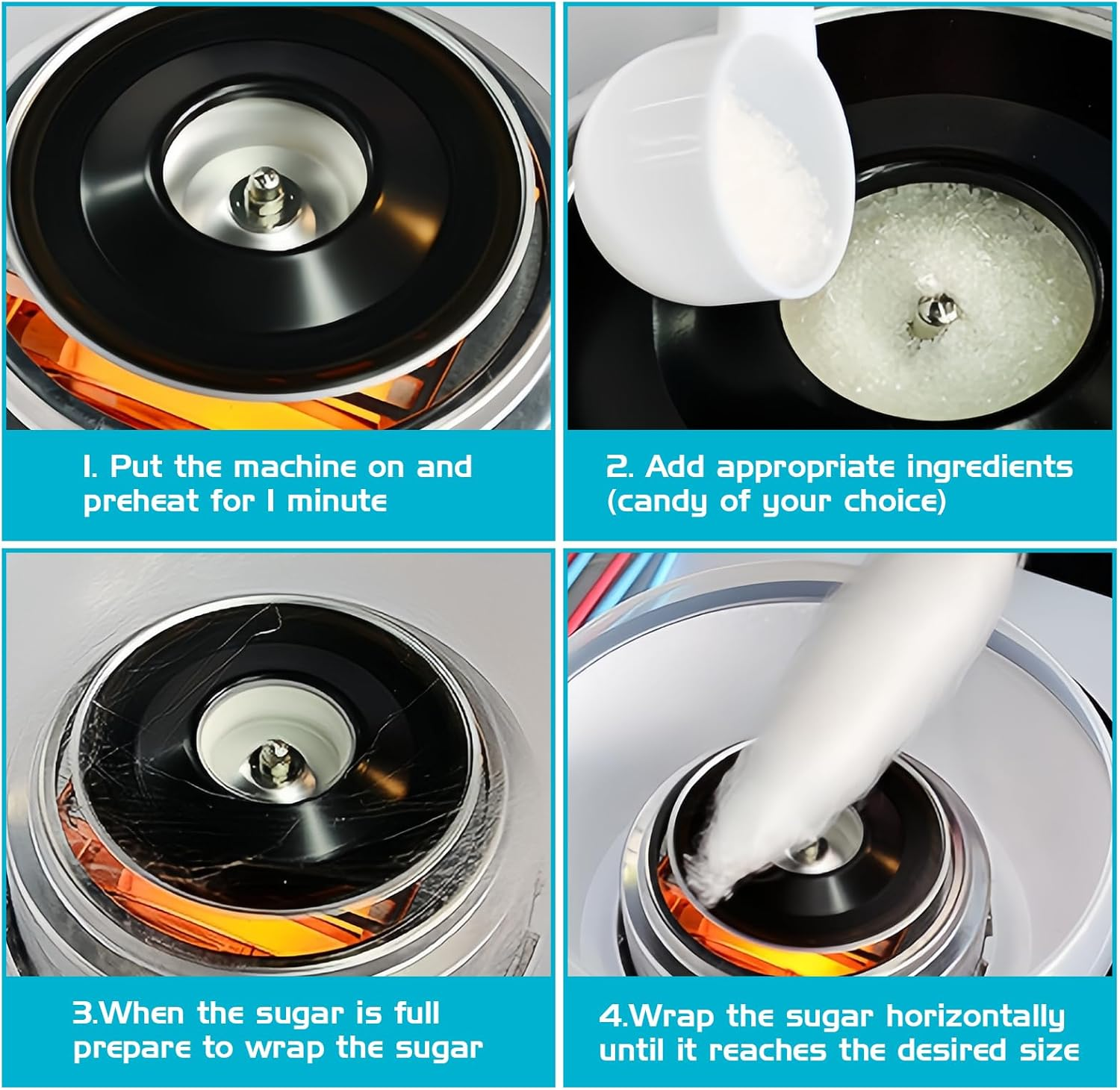 Cotton Candy Machine, Cotton Candy Machine, Electric Candy Floss Maker 450W with Accessories for Birthday Various Holidays Easy to Use and Clean image number 5