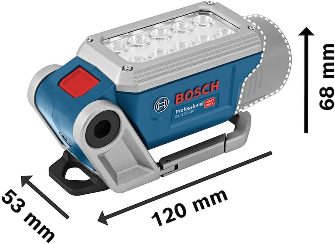 Bosch Professional 12V System GLI 12V-330 Cordless LED Worklight (330 Lumens, Operating Time: 180 Min/Ah, excluding Rechargeable Batteries and Charger, in Cardboard Box) image number 2