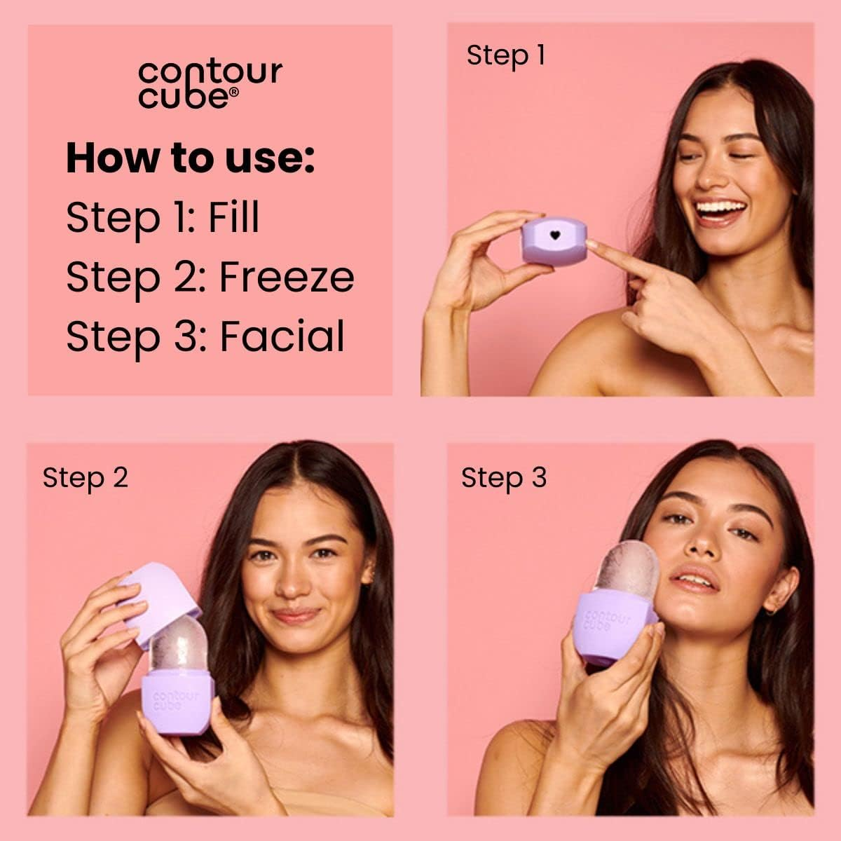 Contour Cube Mini - Revolutionary Ice Roller for Sculpting & De-Puffing - Face Ice Roller & Massager - Ice Mold for Face - Compact Skin Care Tools for Daily Skincare & Travel - Marble - Blue image number 6