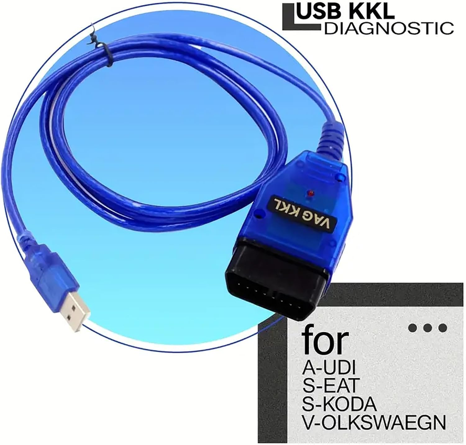 MAEZOE OBD2 KKL 409.1 VAG-COM USB Cable FTDI FT232RL Chip, Auto Scanner Tool for Skoda, VW and Seat image number 1