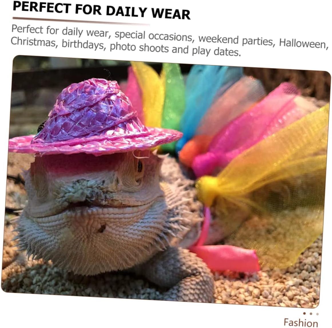 Yardwe 1Set Chameleon Dress up Colorful Hat Skirt Outfit for Lizards Comfortable Pet Costume for Daily Wear Special Occasions and Photoshoots image number 6