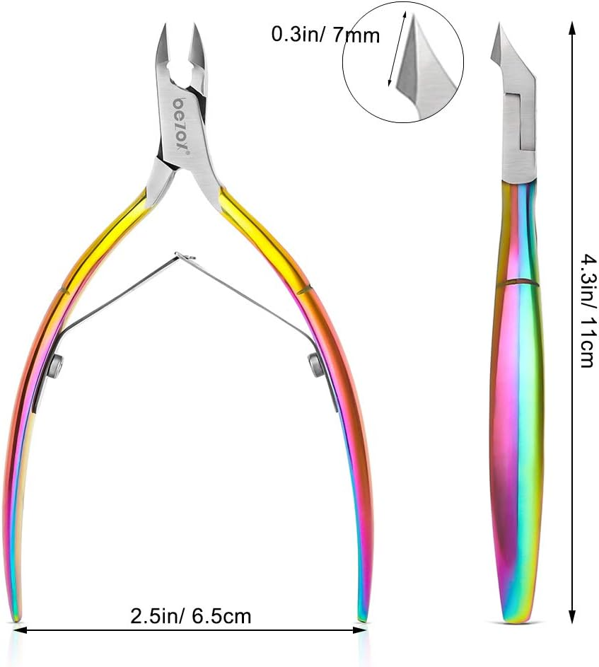 BEZOX Cuticle Clippers Rainbow Nail Cuticle Nipper, Stainless Steel Cutical Cutter Cuticle Remover Trimmers, Professional Manicure & Pedicure Tool - 7Mm Jaw - Red image number 4