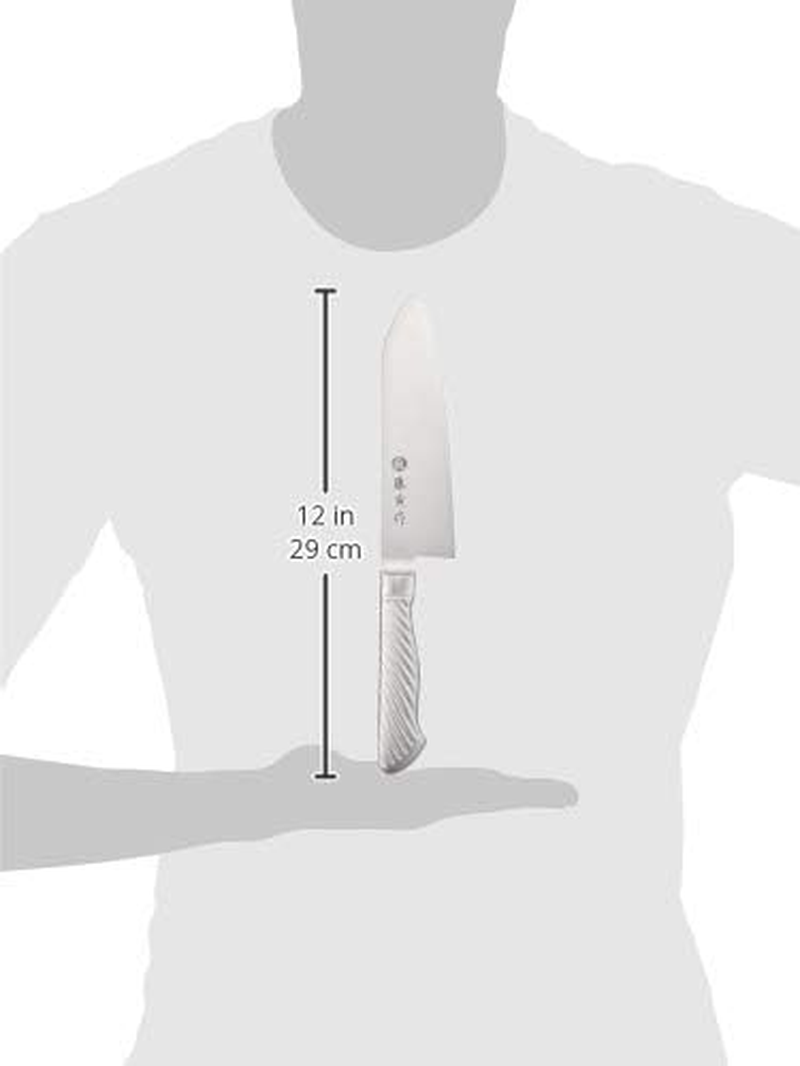 Fujitora Santoku, 6.7 Inches (170 Mm), Made in Japan, Cobalt Alloy Steel, Double-Edged, Versatile Knife for Meat, Fish, Vegetables, Easy to Grip Tornado Pattern, All Stainless Steel, Dishwasher Safe,