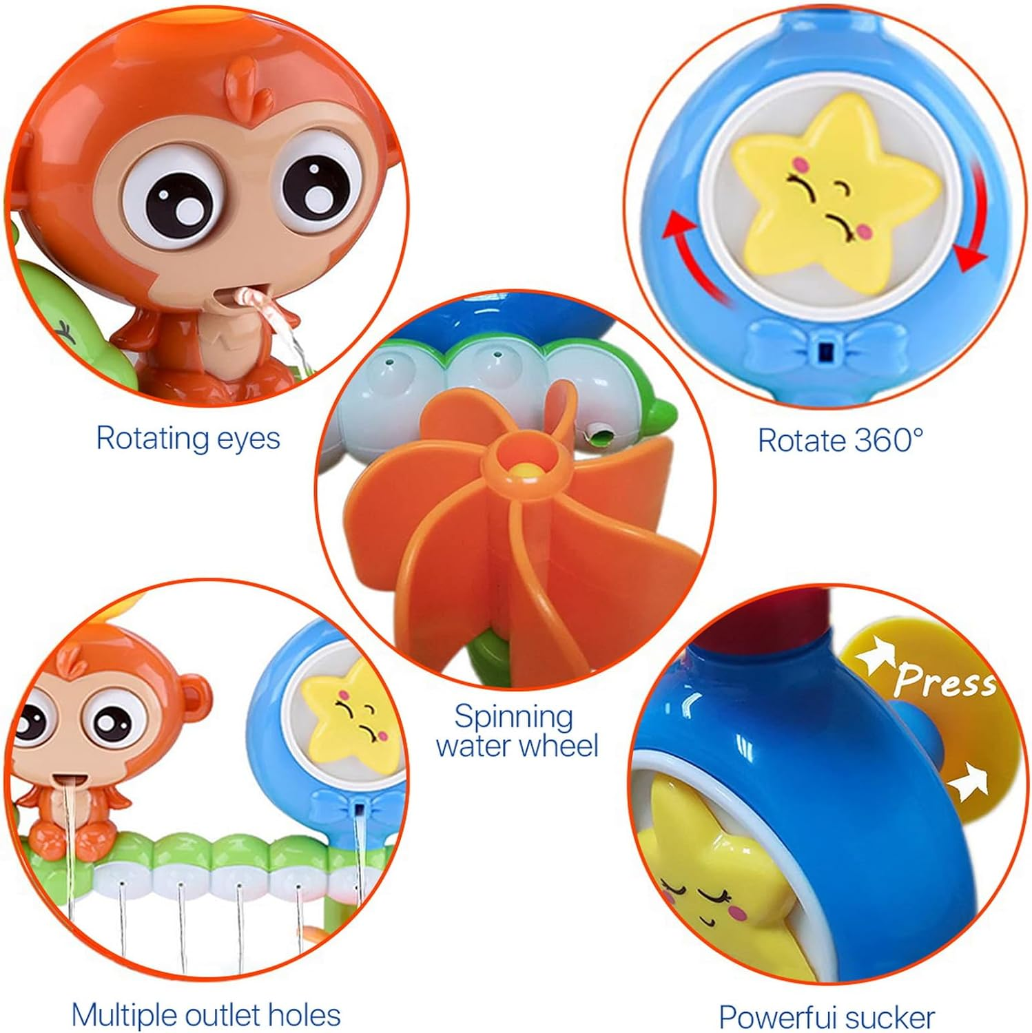 Bath Toys for Toddlers Age 1 2 3 Year Old, Toddler Bath Tub Toys for Kids Preschool New Born Baby Bathtub Water Toys, Durable Interactive Multicolored Infant Toy, Birthday Gifts for Girls Boys image number 4