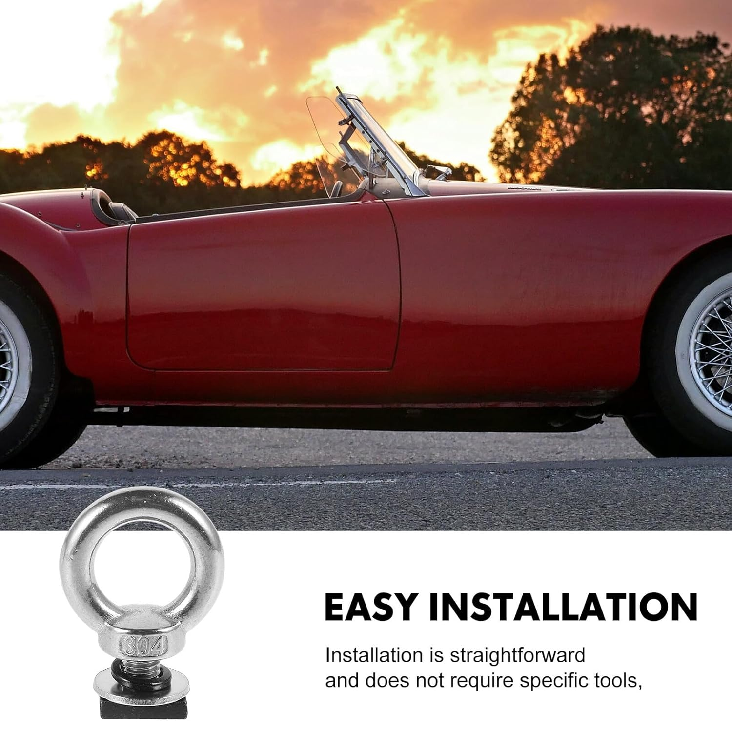 Heavy Duty Roof Rack T Slot Bolt M8 Bright Finish, T Track Mount Tie down Anchor for Vehicle Cargo, Roof Rack Eye Bolt Nut for Secure Luggage Frame Fixing image number 4