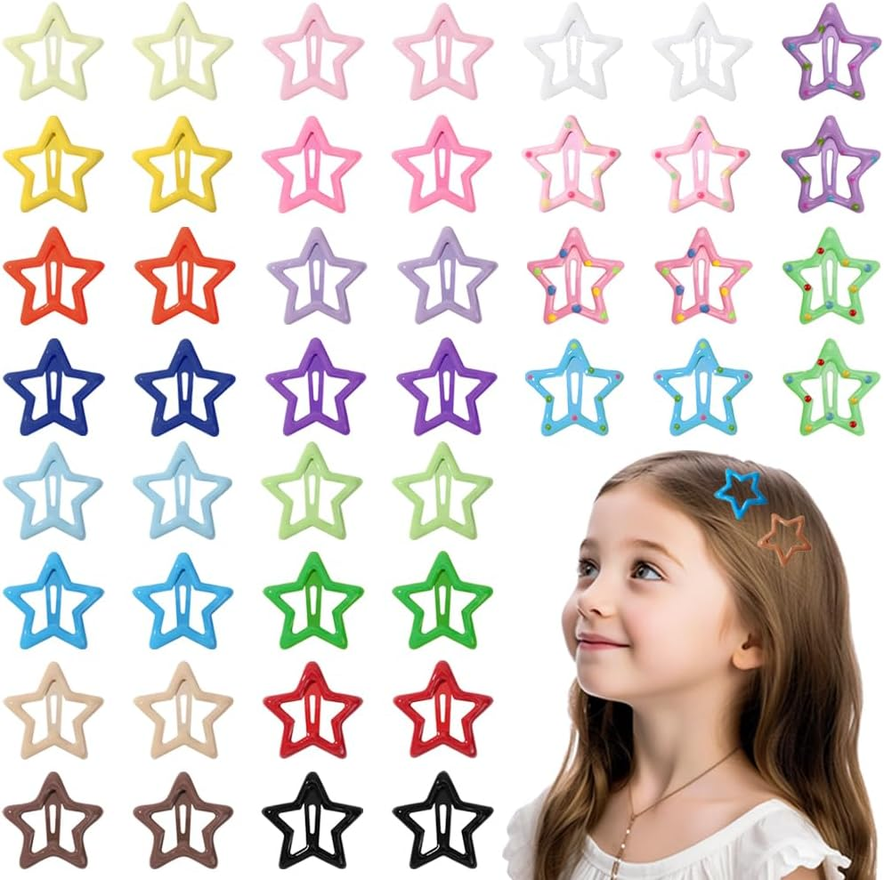 TRKETK Pack of 44 Star Hair Clips, Metal Star Hair Clips, Cute Small Hair Clips, Hair Clips with Press Studs, Hollowed Star Hair Pin, 3 Cm, Kawaii Hair Clips for Women and Girls image number 4