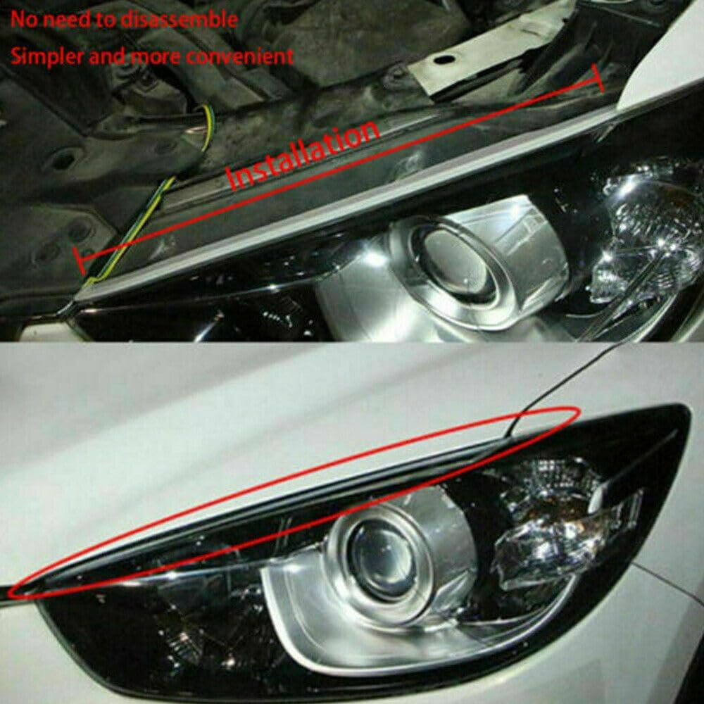 Leona Co 2PC Car LED Strip Lights, 60Cm Flexible LED Headlight Strips Dual Color White-Yellow Turn Signal Lights IP65 Waterproof Car Daytime Running Light Strip for Truck SUV image number 3