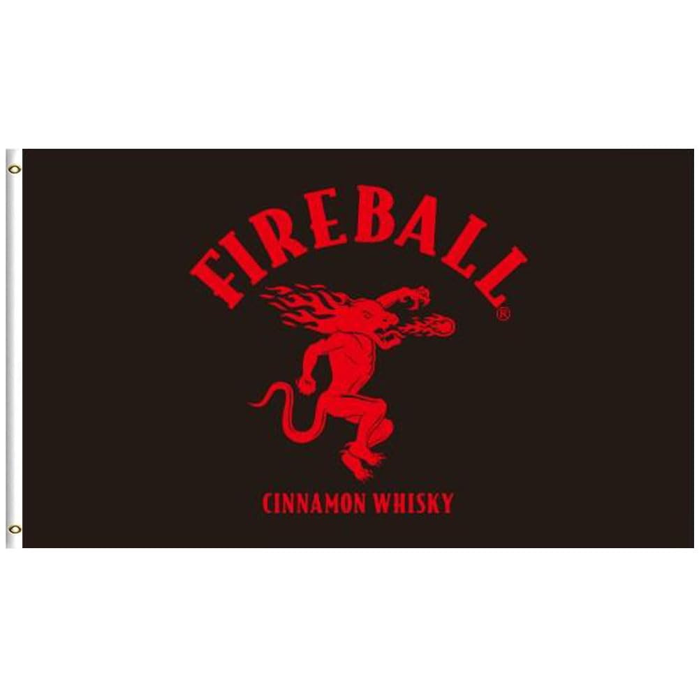 Fireball Flag 90 * 150Cm Banner Cinnamon Whiskey Man Cave Sign Bar Party Wall Decor