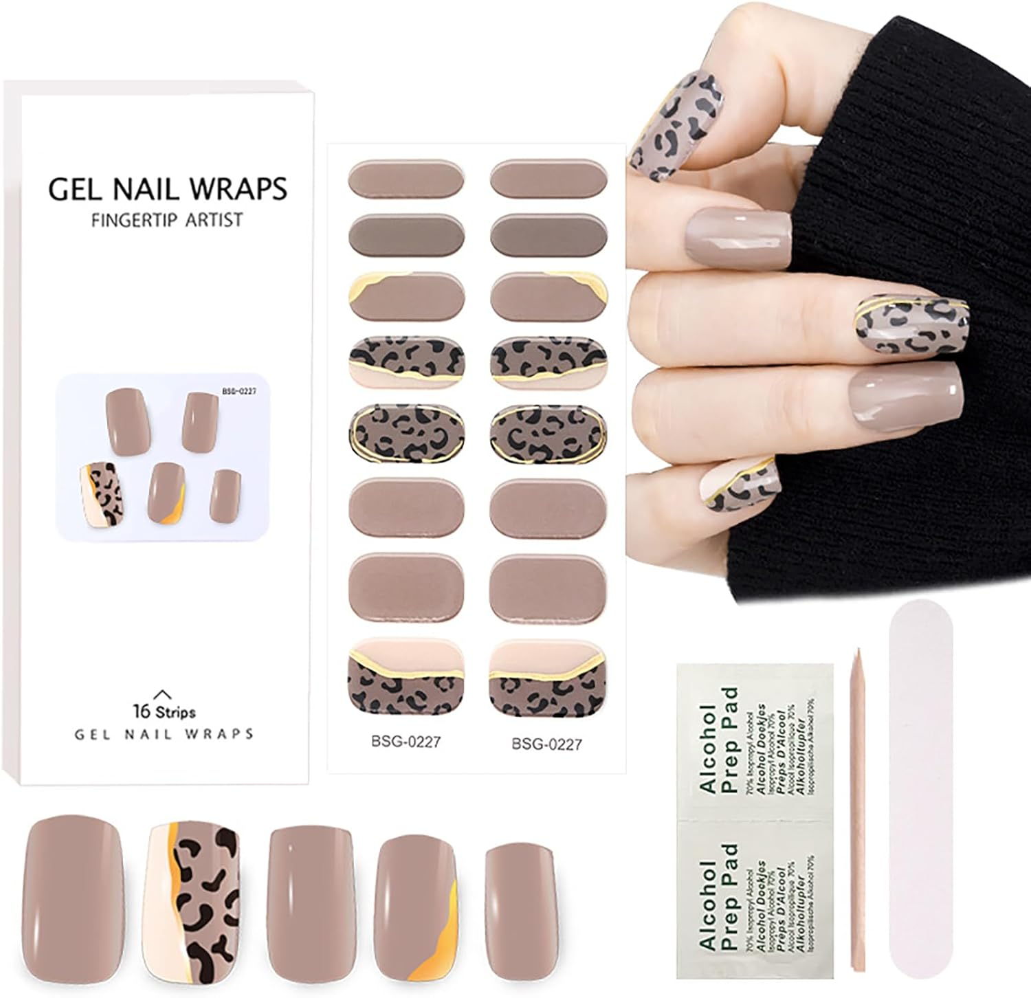 Joyeee Semi Cured Gel Strips, 16Pcs Self Adhesive Stickers, Long Lasting Professional Salon Quality Full Wraps with File, DIY Art Decoration Accessories for Women Girl image number 4