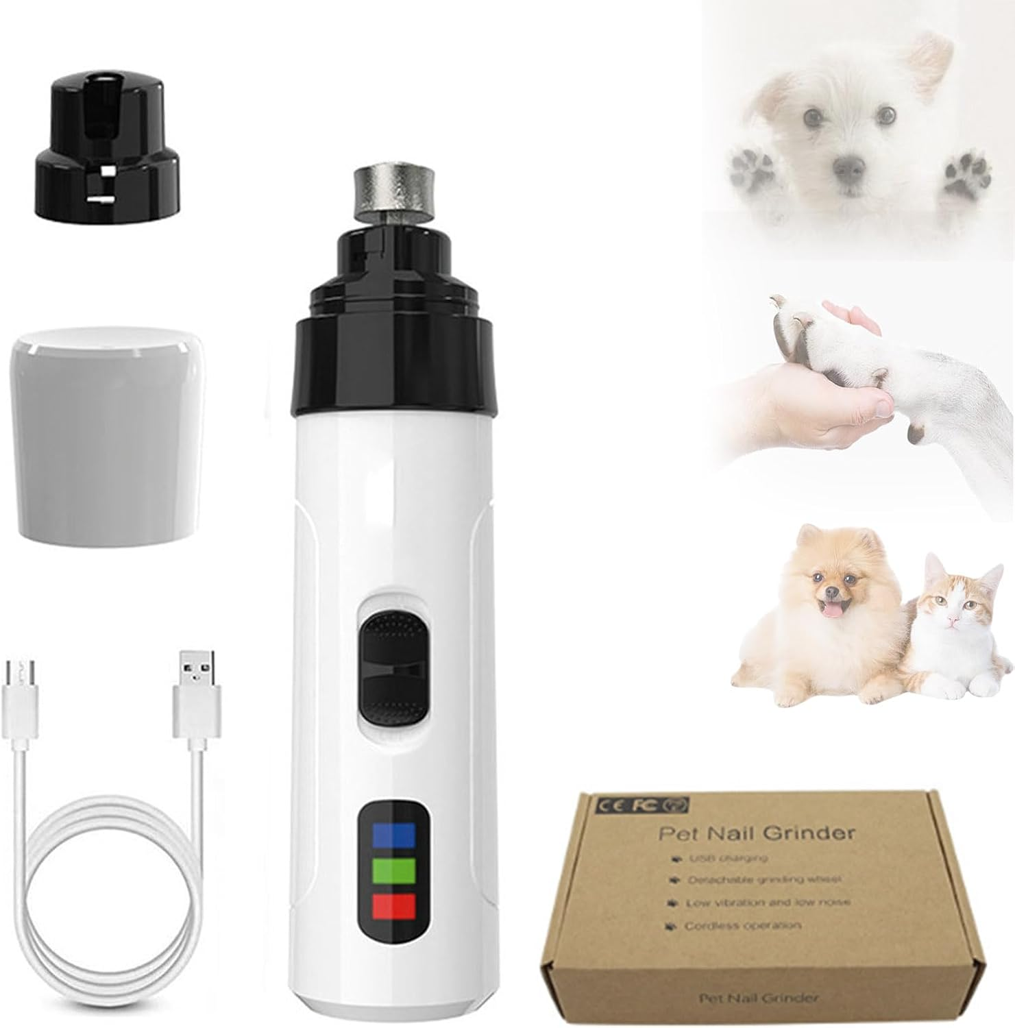 Silent Paw Pro 2.0 Dog Nail Grinder, New Pets Nail Trimmer, Ultra-Quiet Operation, Ergonomic Design, 360&deg; All-Round Nail Grinder, Two-Speed Regulation (Standard) image number 6