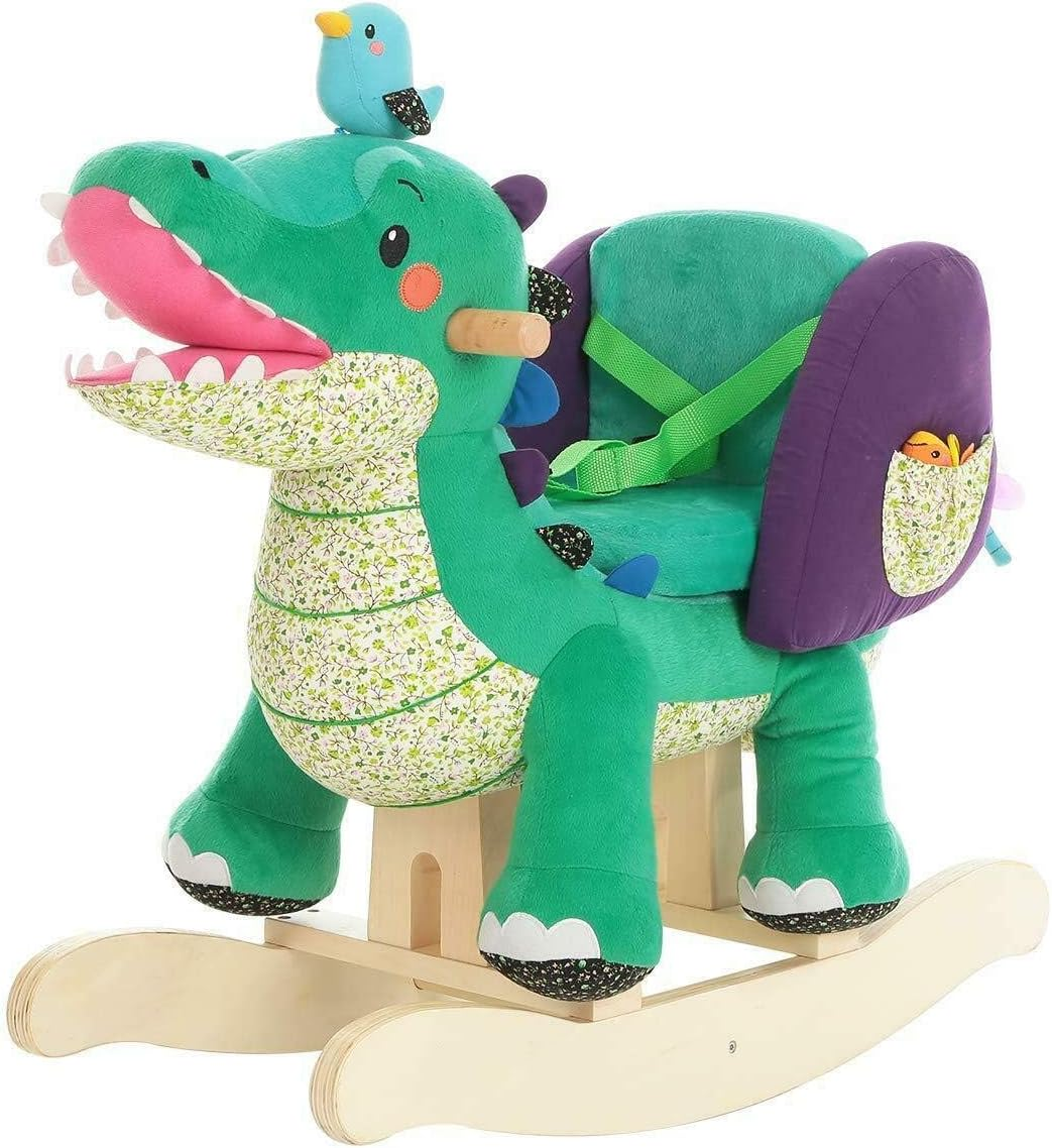 Labebe Child Rocking Horse Toy, Stuffed Animal Rocker, Green Crocodile Plush Rocker Toy for Kid 1-3 Years, Wooden Rocking Horse Chair/Child Rocking Toy/Outdoor Rocking Horse/Rocker/Animal Ride On image number 1