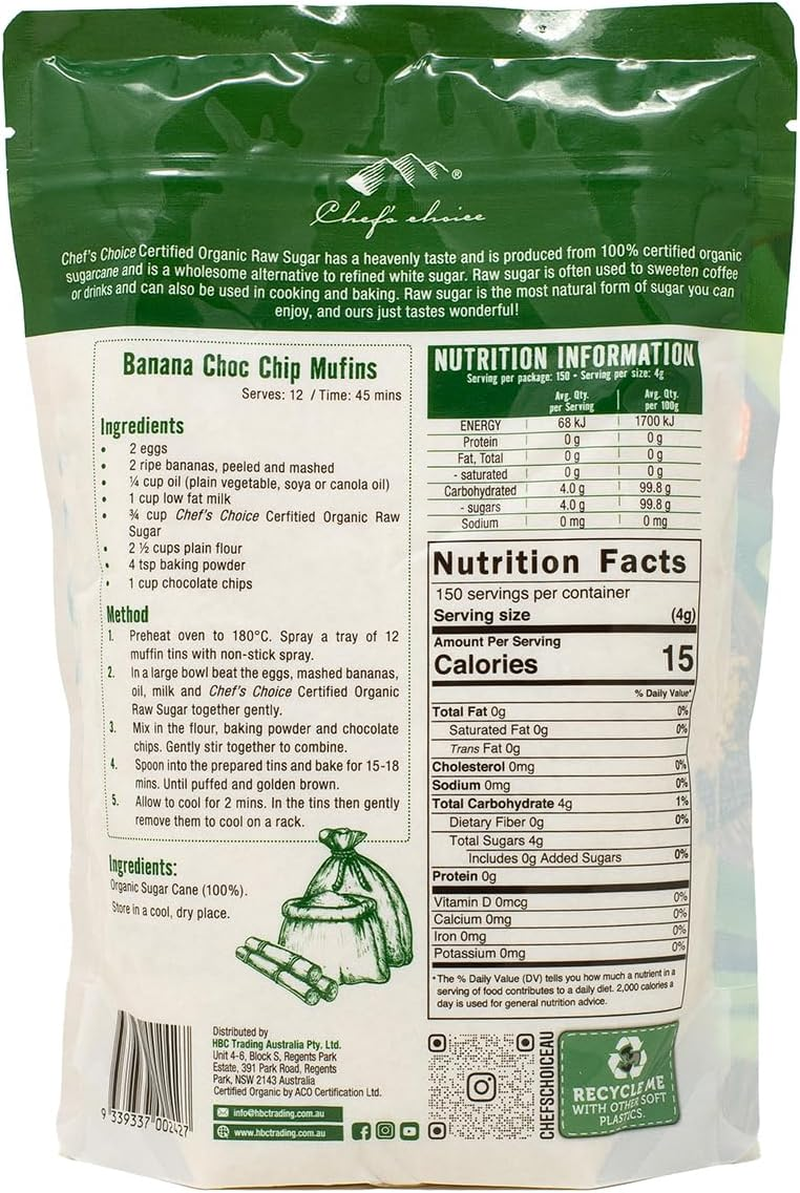 Chef'S Choice Organic Raw Sugar 600G image number 4